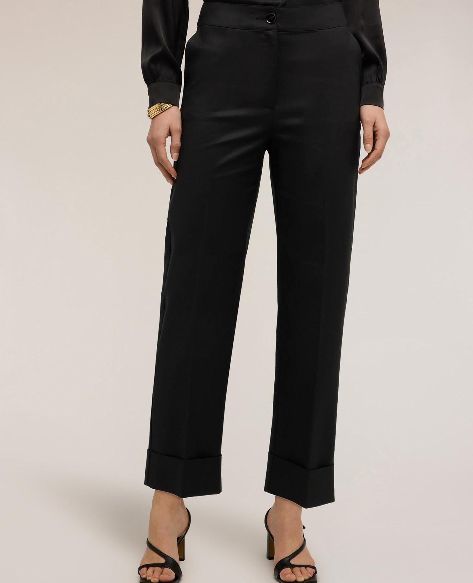 Pantalones de mujer anchos en tejido técnico mezcla de algodón - Motivi - Negro Negro-3