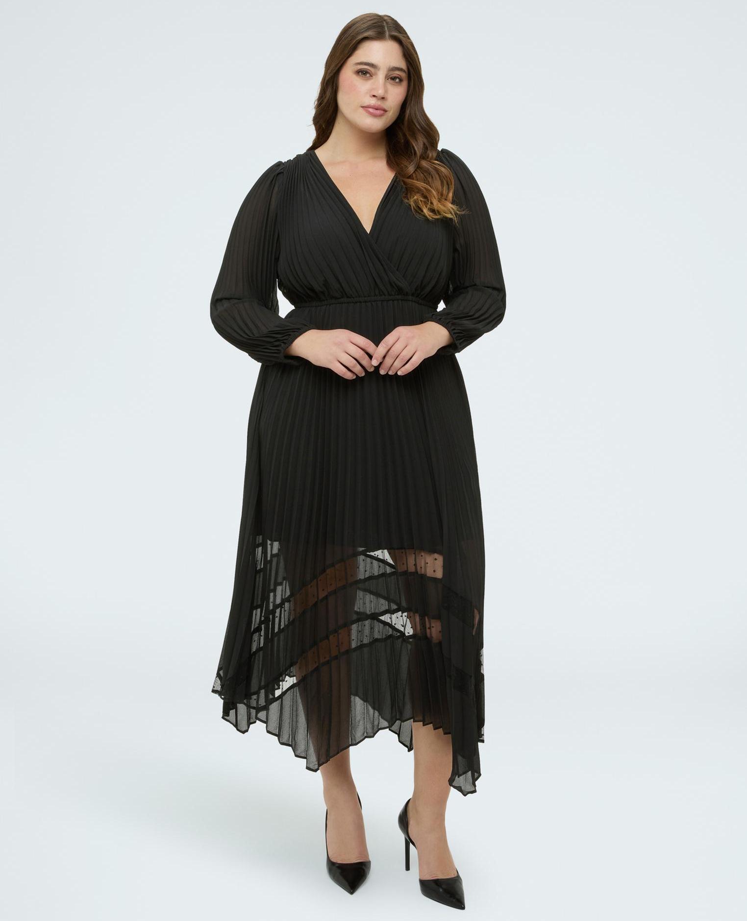 Fiorella Rubino - Vestido midi dream en georgette plisado dobladillo asimétrico.