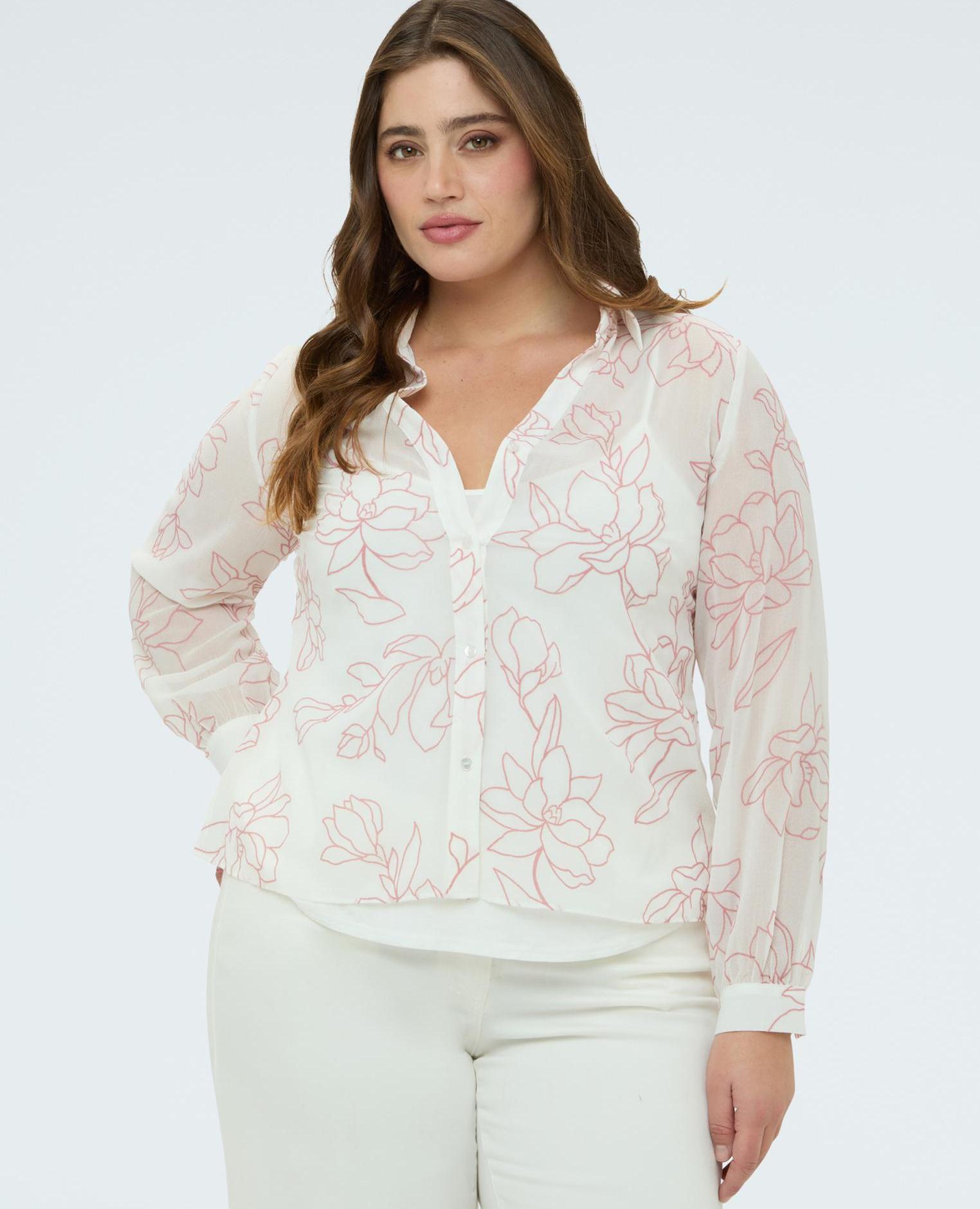 Fiorella Rubino - Camisa de mujer con estampado floral manga larga.