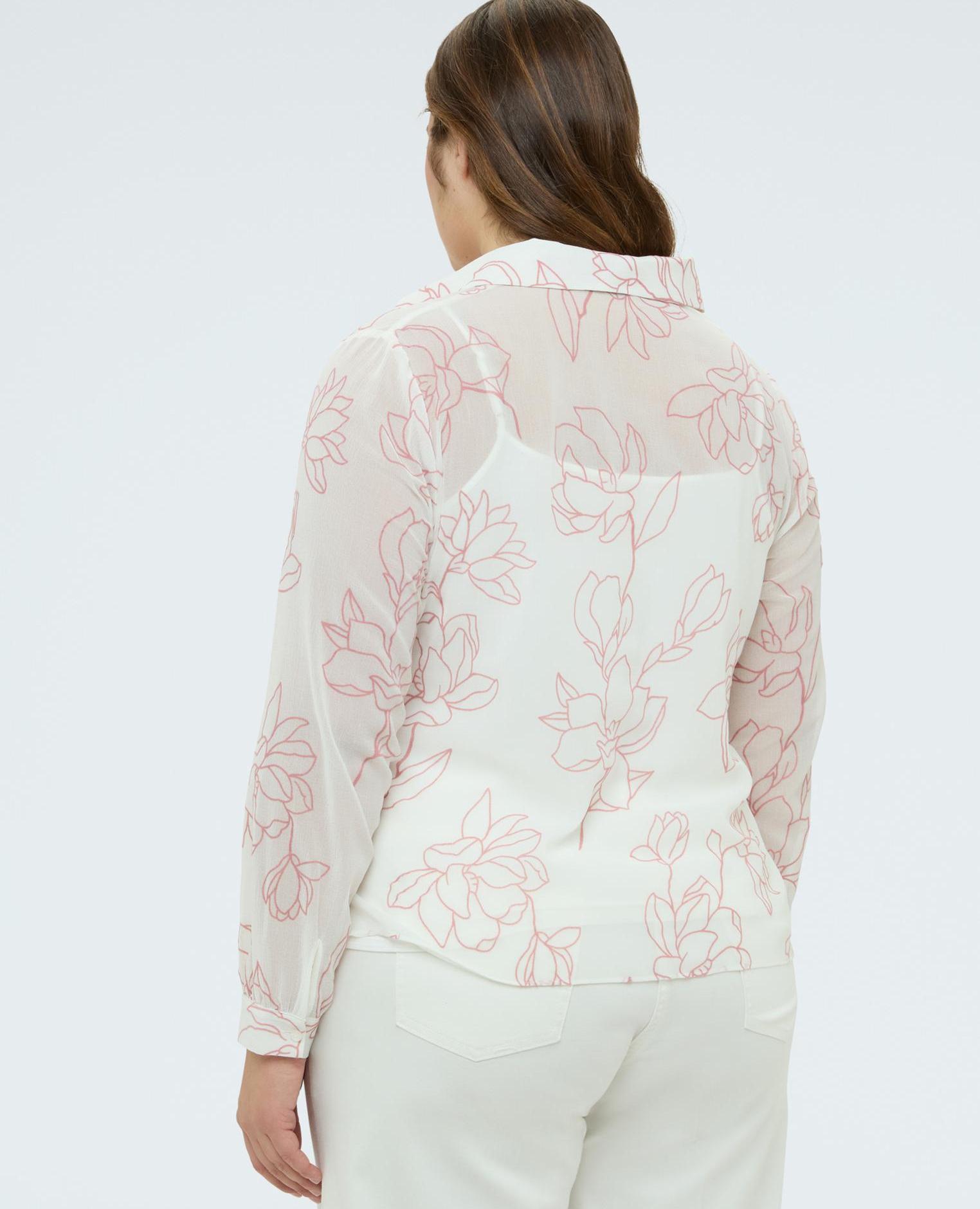 Camisa de mujer con estampado floral manga larga - Fiorella Rubino - Blanco Blanco-2