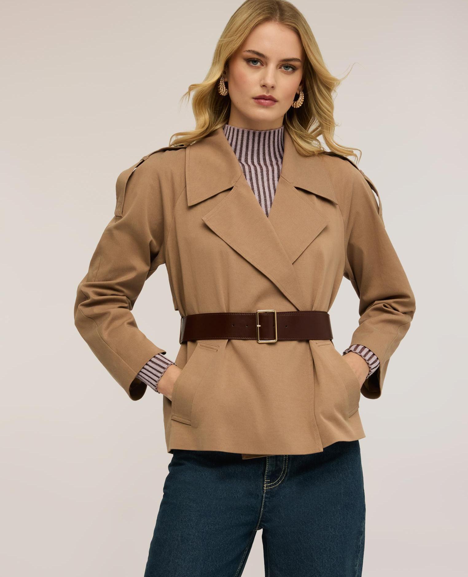 Motivi - Chaqueta de mujer corta con cinturón ajuste regular.