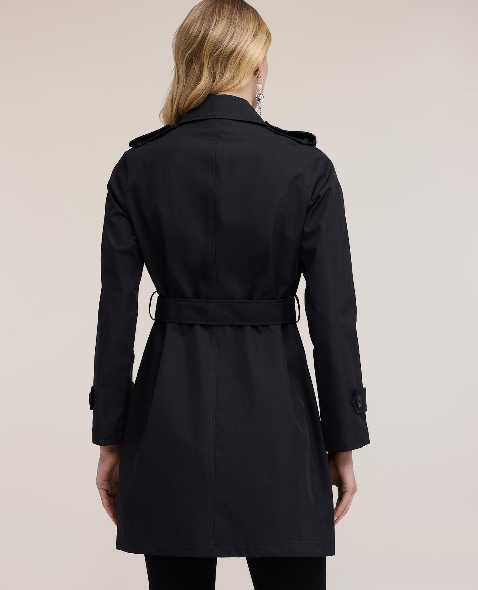 Trench de mujer de gabardina con cierre asimétrico longitud media cierre asimétrico con cremallera - Motivi - Negro Negro-2