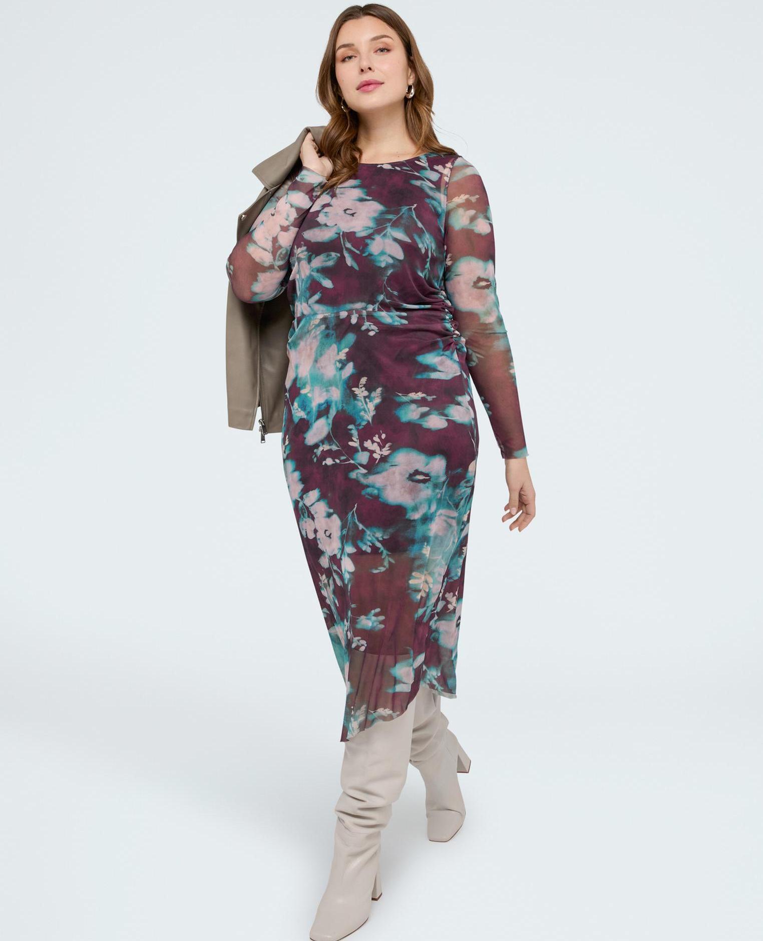 Fiorella Rubino - Vestido largo de tul con estampado floral all-over.