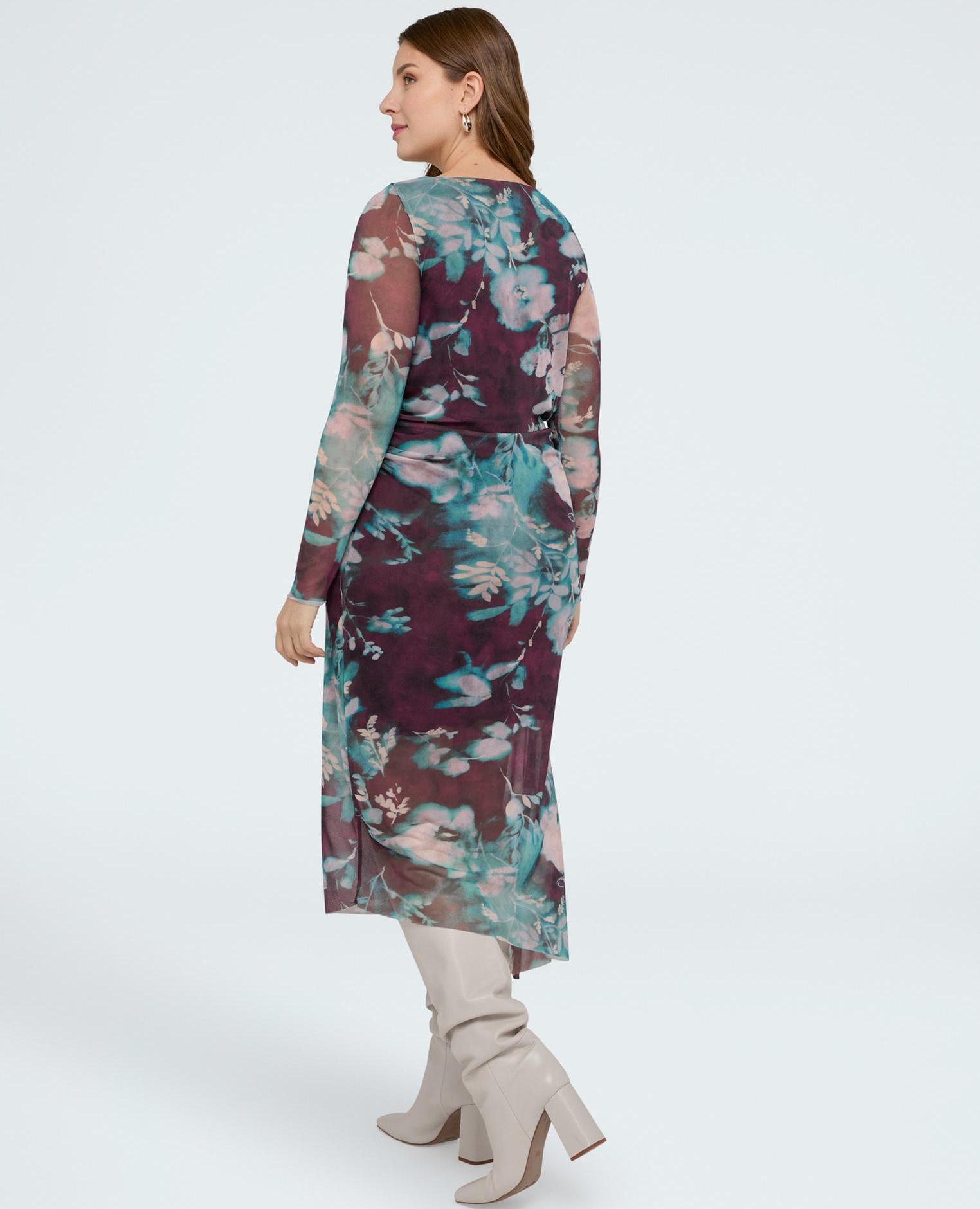 Vestido largo de tul con estampado floral all-over - Fiorella Rubino - Burdeos Burdeos-2