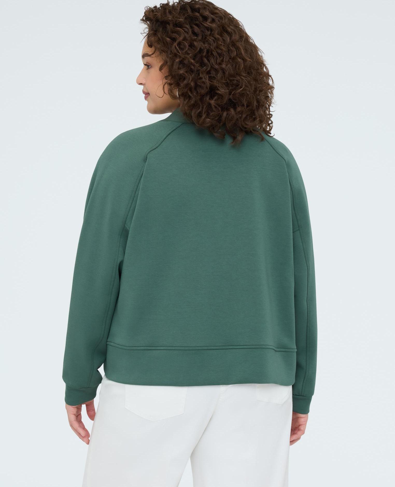 Sudadera de mujer abierta en scuba mangas tipo kimono y corte boxy - Fiorella Rubino - Negro Verde militar-2