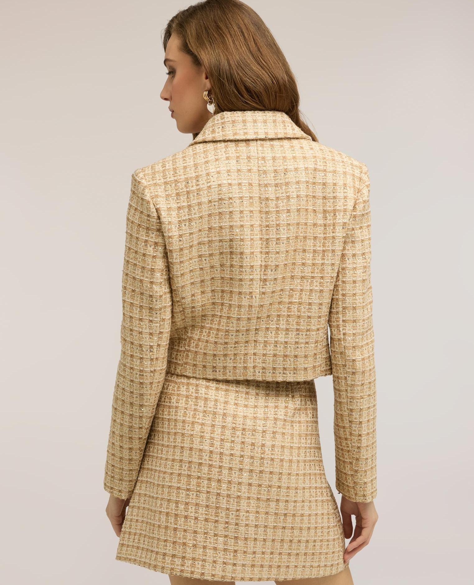Chaqueta de mujer corta cruzada en bouclé solapas clásicas - Motivi - Beige Beige-2