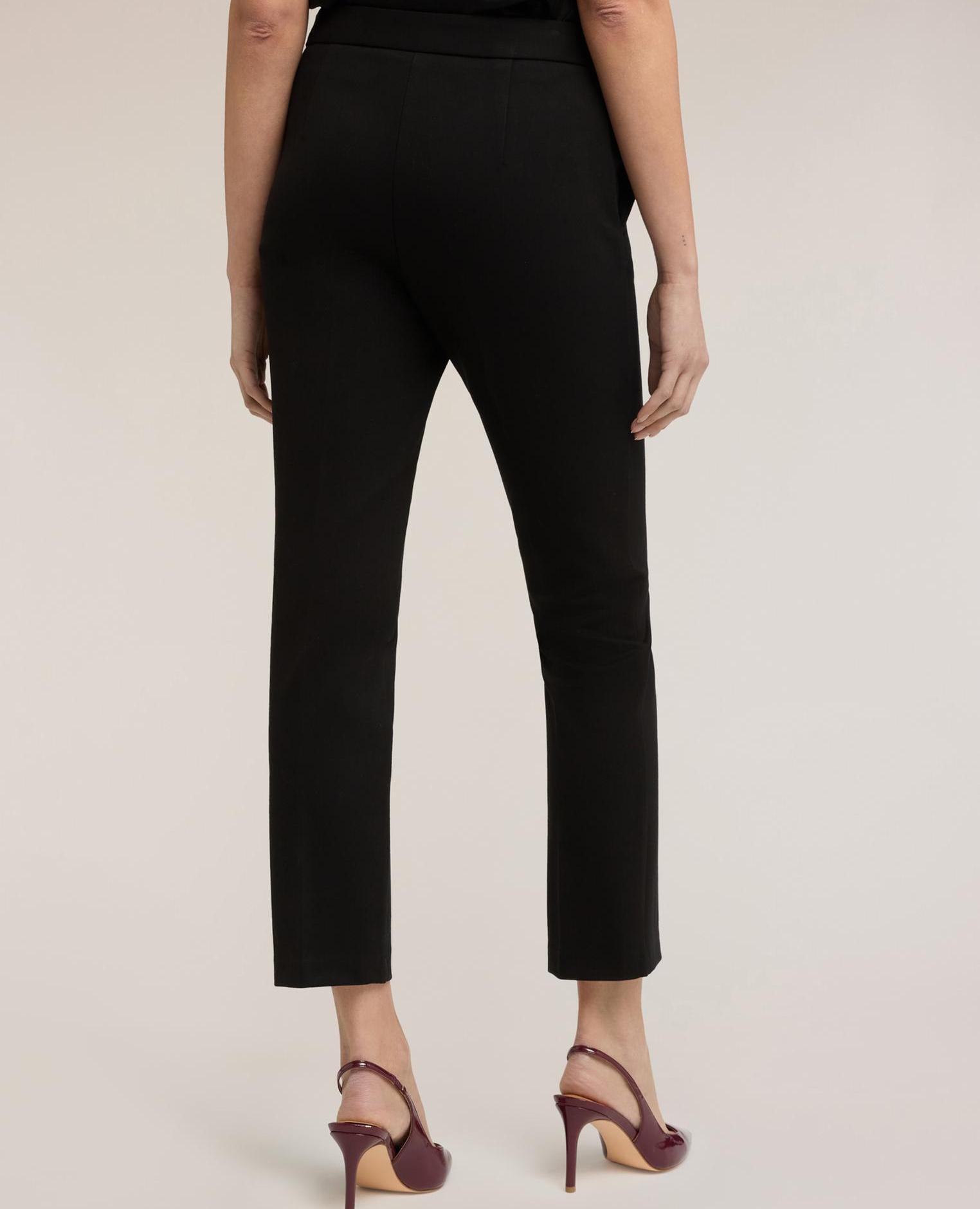 Pantalones de mujer rectos en punto milano cierre con cremallera - Motivi - Negro Negro-2
