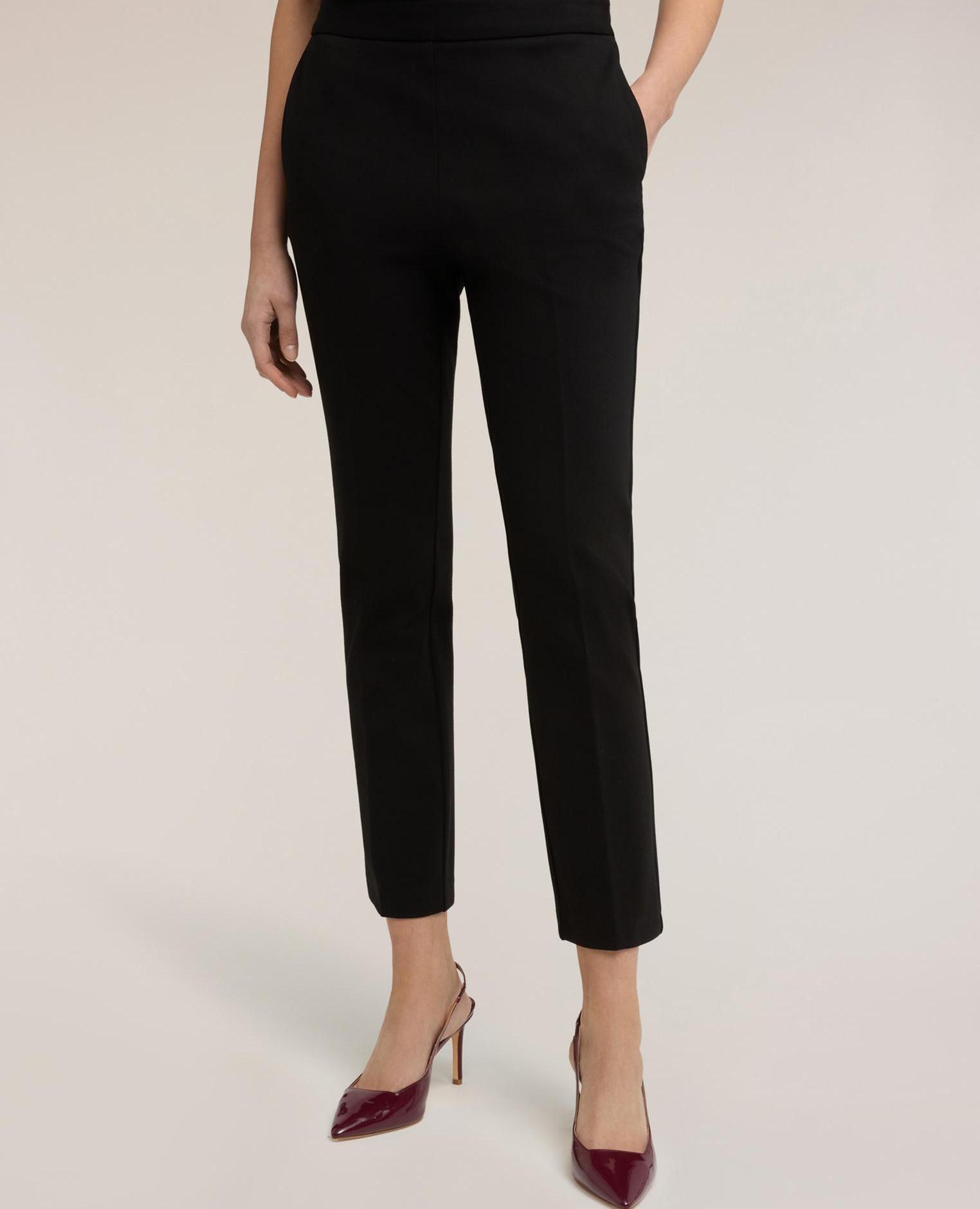 Pantalones de mujer rectos en punto milano cierre con cremallera - Motivi - Negro Negro-3
