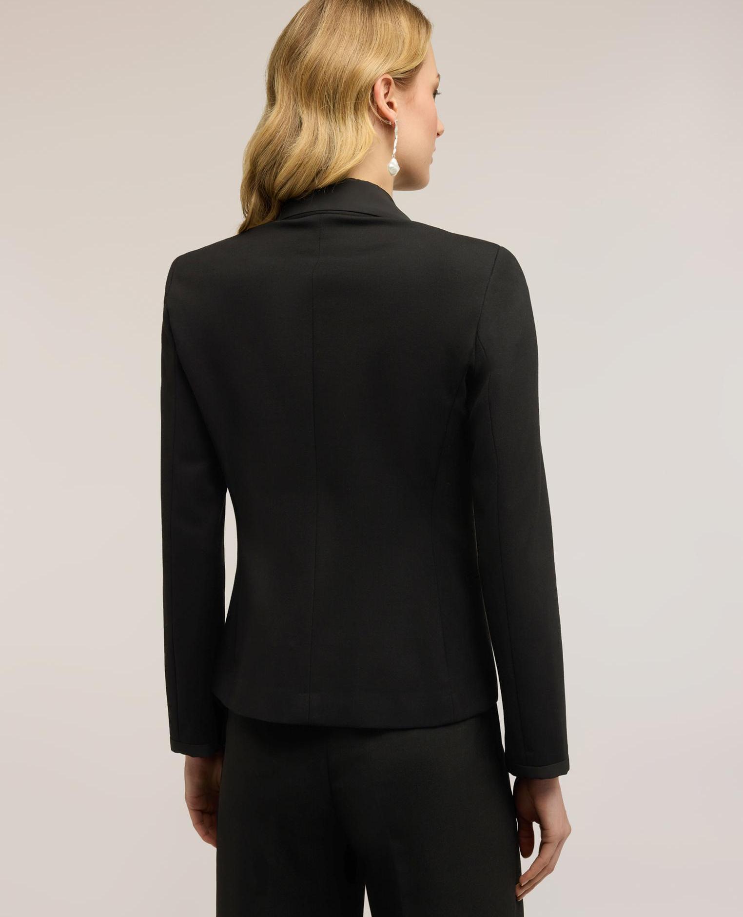 Blazer de mujer en punto milano con detalles en tafetán cuello de lanza y cierre de botonadura sencilla - Motivi - Negro Negro-2