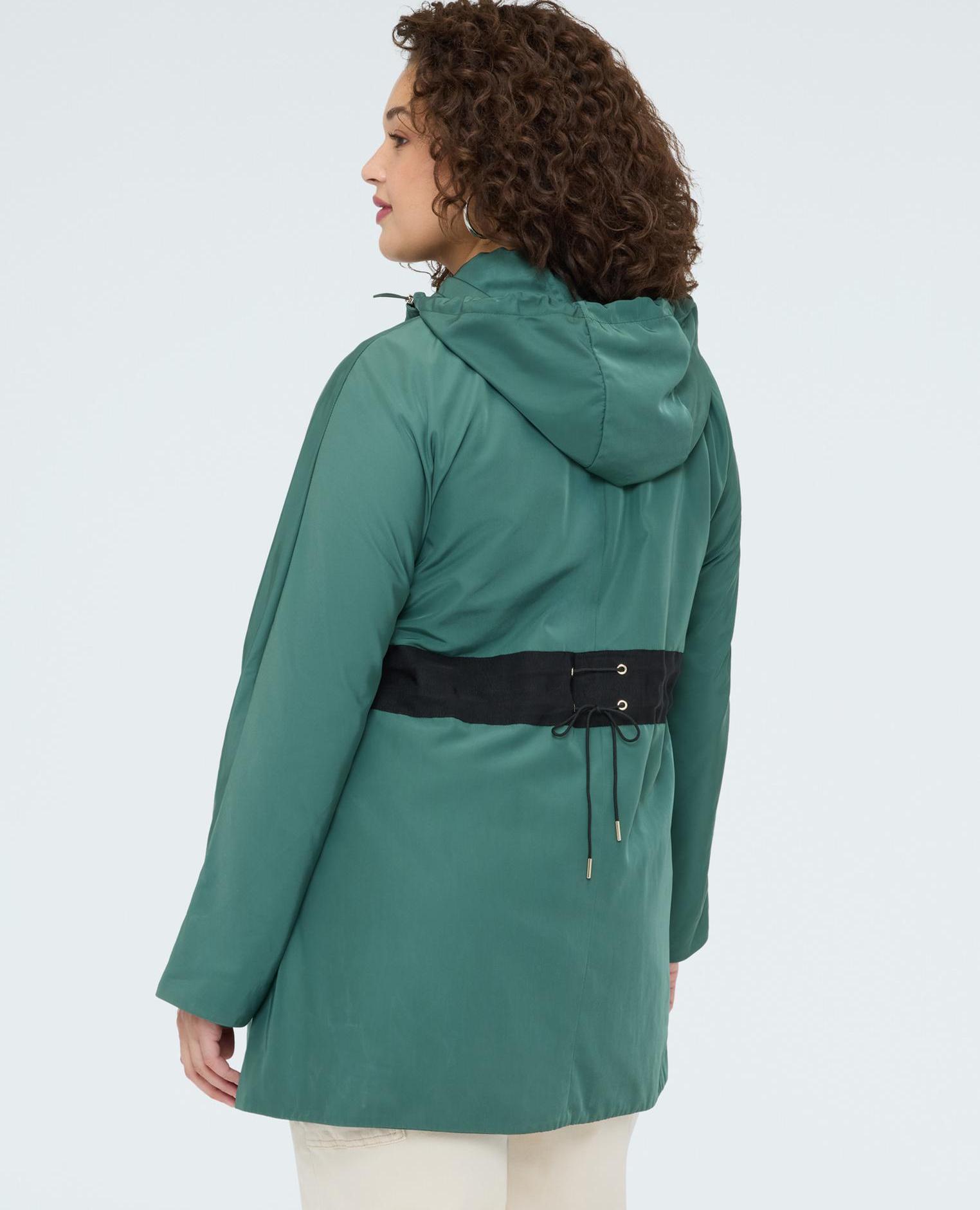 Parka de mujer con banda a contraste franja horizontal en contraste en el frente y bolsillos - Fiorella Rubino - Verde claro Verde claro-2
