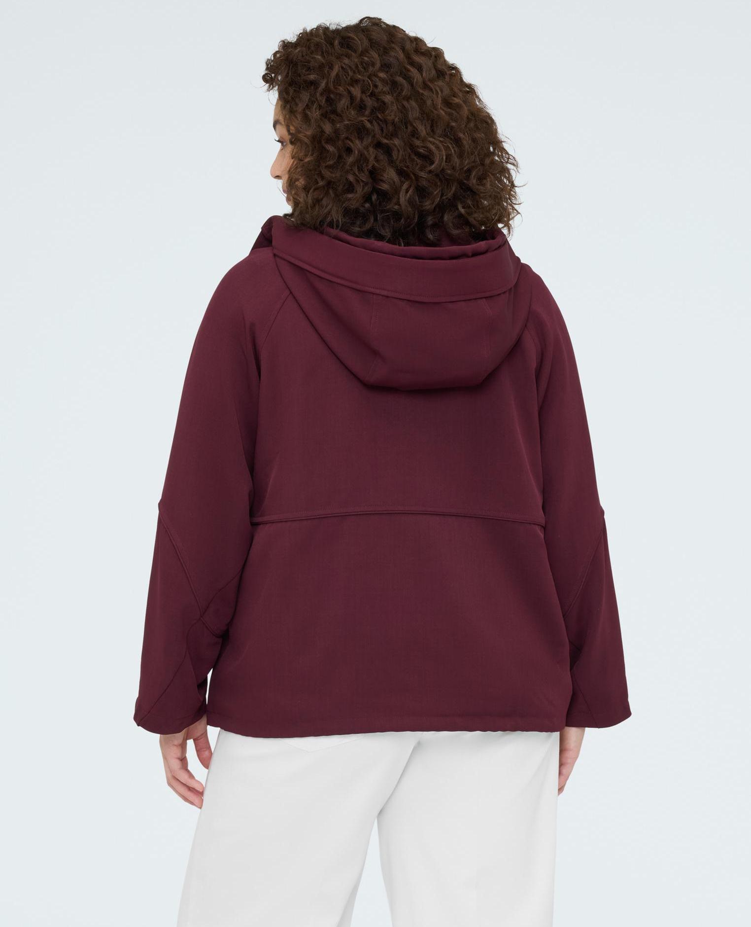 Parka de mujer de paño con capucha mangas ranglan y bolsillos aplicados - Fiorella Rubino - Burdeos Burdeos-2