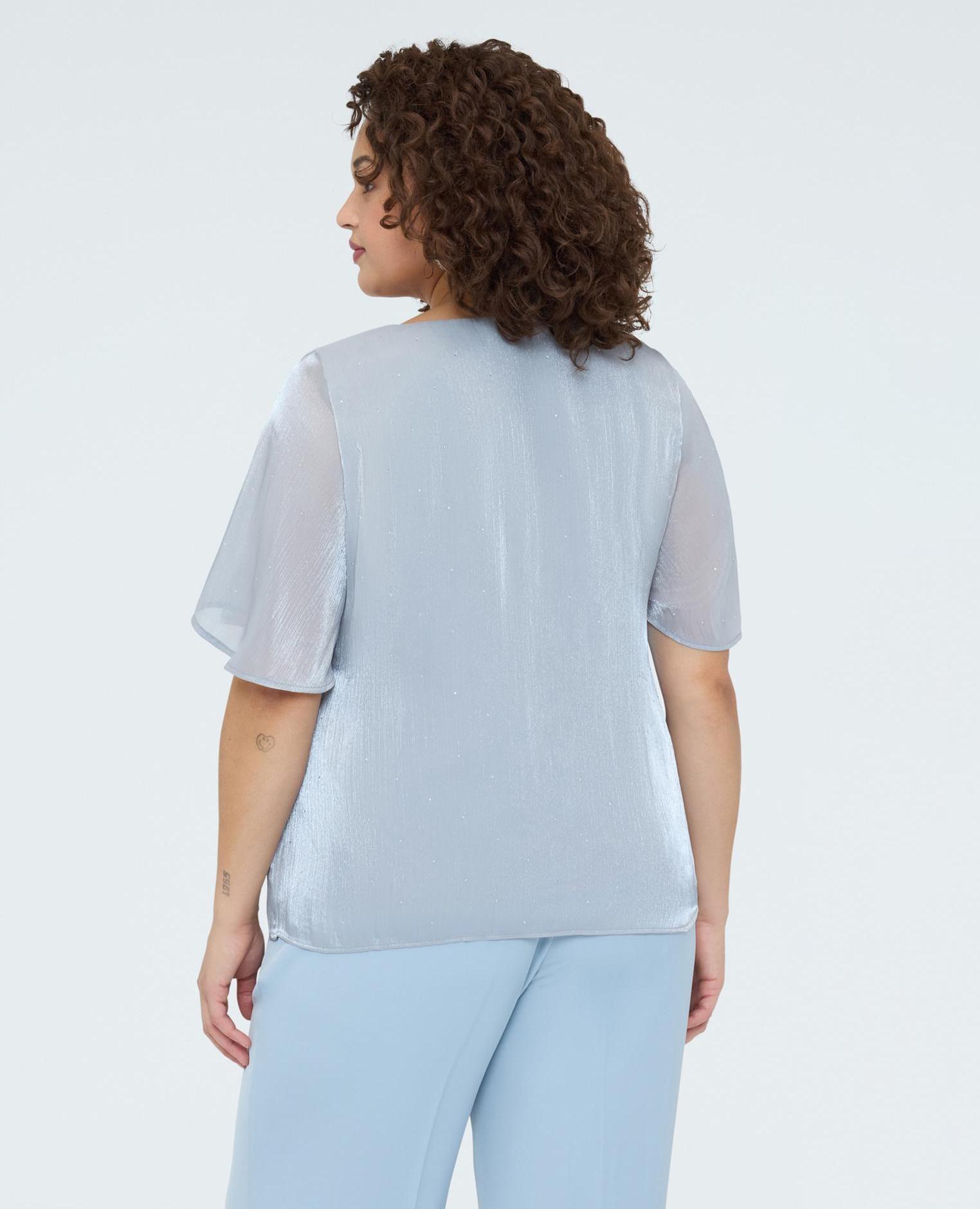 Blusa de mujer textura metalizada con puntos de luz - Fiorella Rubino - Gris Gris-2