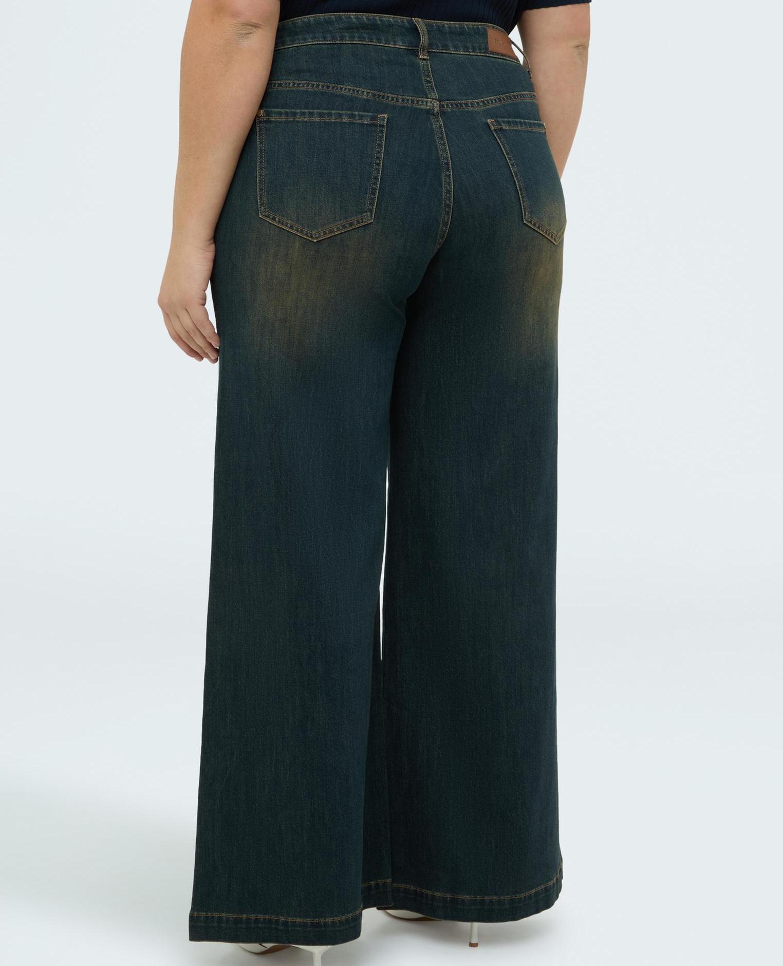 Vaqueros de mujer wide leg con aplicaciones luminosas - Fiorella Rubino - Azul Azul-2