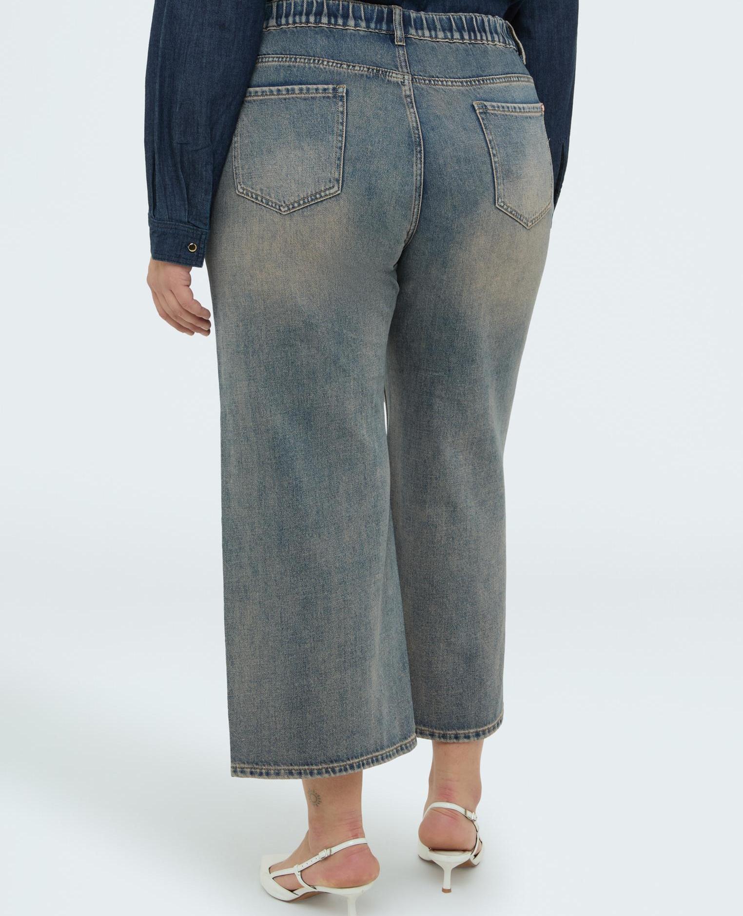 Vaqueros de mujer cropped efecto lavado - Fiorella Rubino - Azul Azul-2