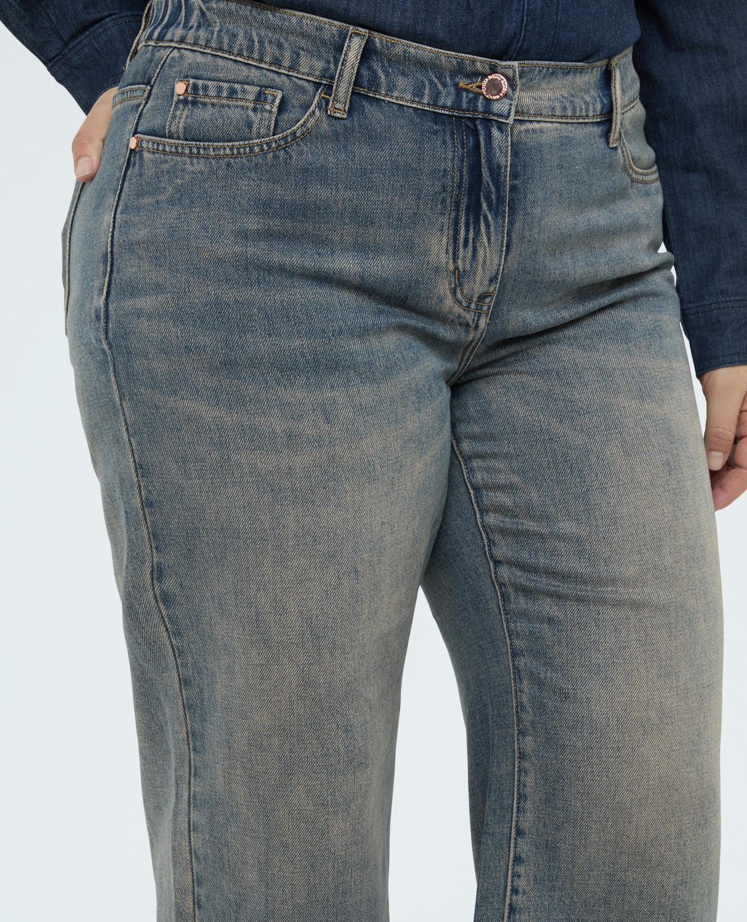 Vaqueros de mujer cropped efecto lavado - Fiorella Rubino - Azul Azul-3