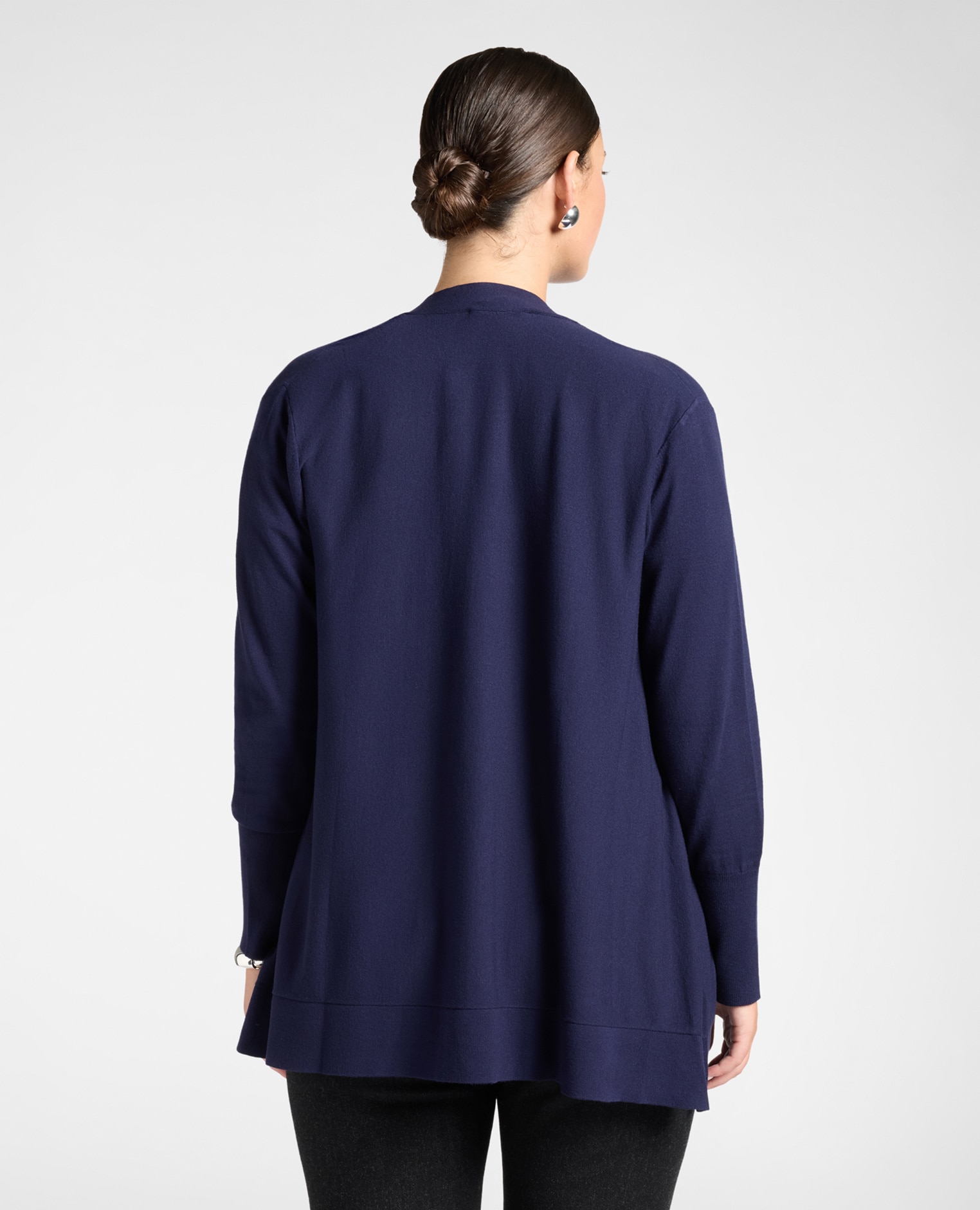 Cardigan de mujer de viscosa comfort modelo de longitud media con línea en a sin cierre - Elena Miró - Azul Azul-2