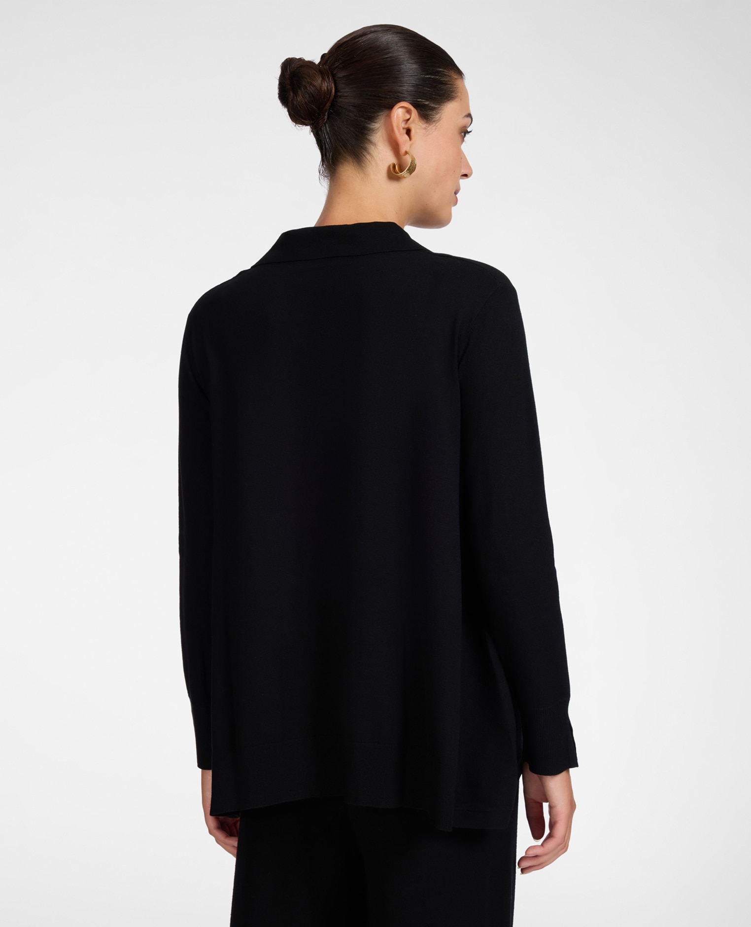 Jersey de mujer de viscosa con cuello modelo de línea en a con largo medio y mangas largas - Elena Miró - Negro Negro-2