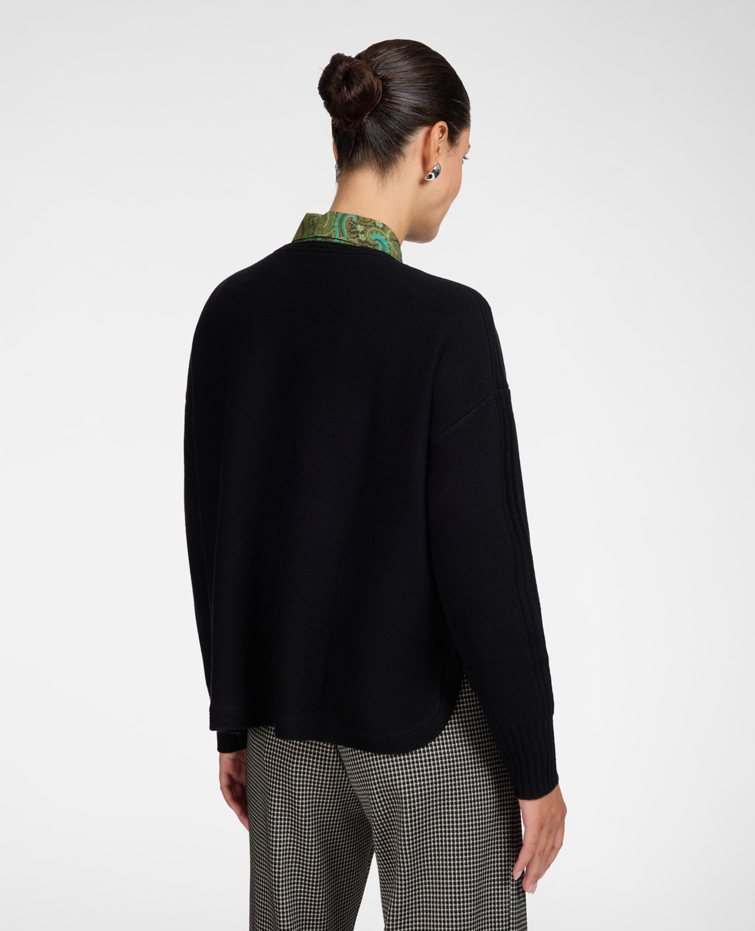 Jersey de mujer de pura lana con cuello barco ajuste boxy y largo medio - Elena Miró - Negro Negro-2