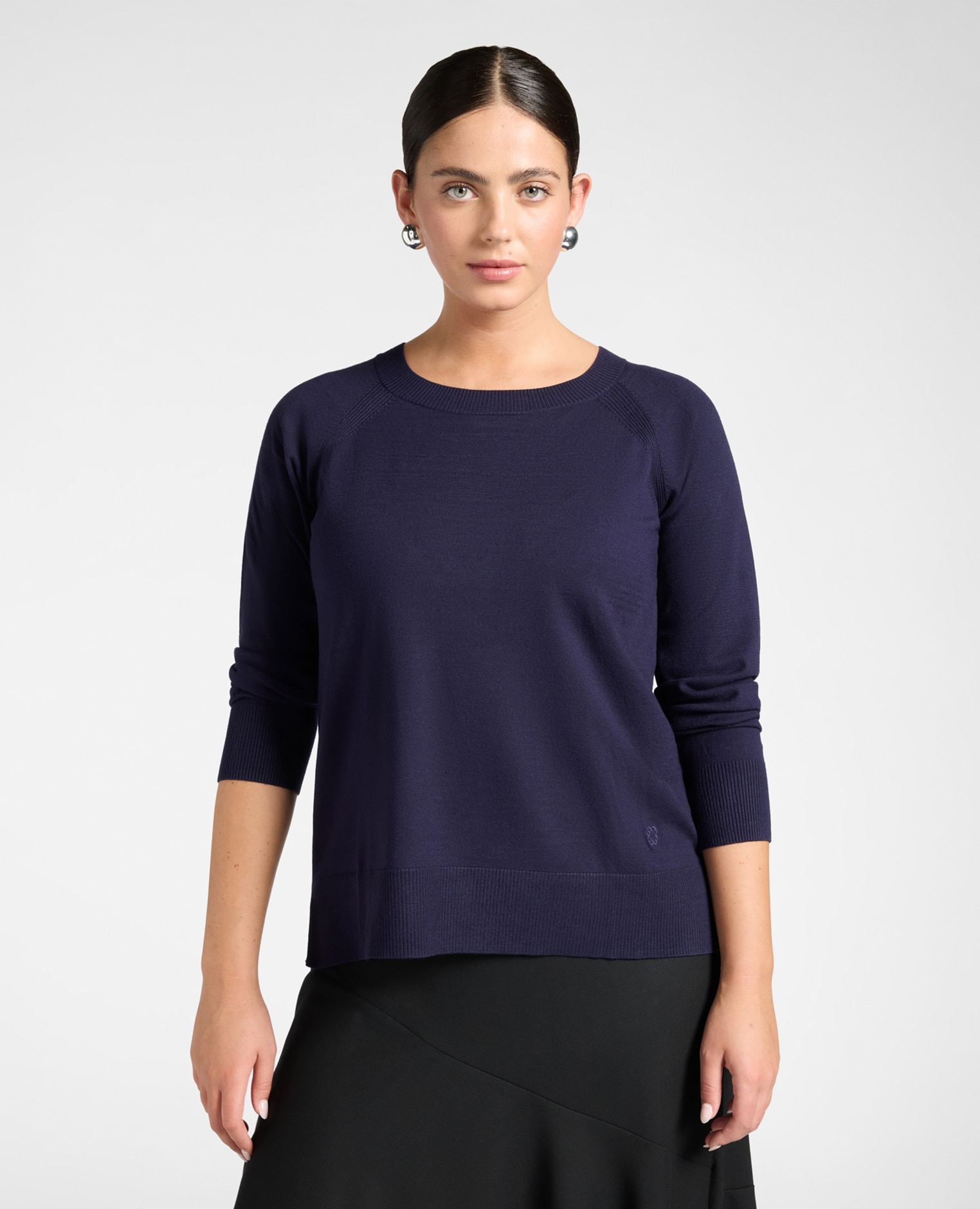 Imagen 0 de Jersey de mujer de cuello redondo en viscosa ajuste regular y longitud media Azul