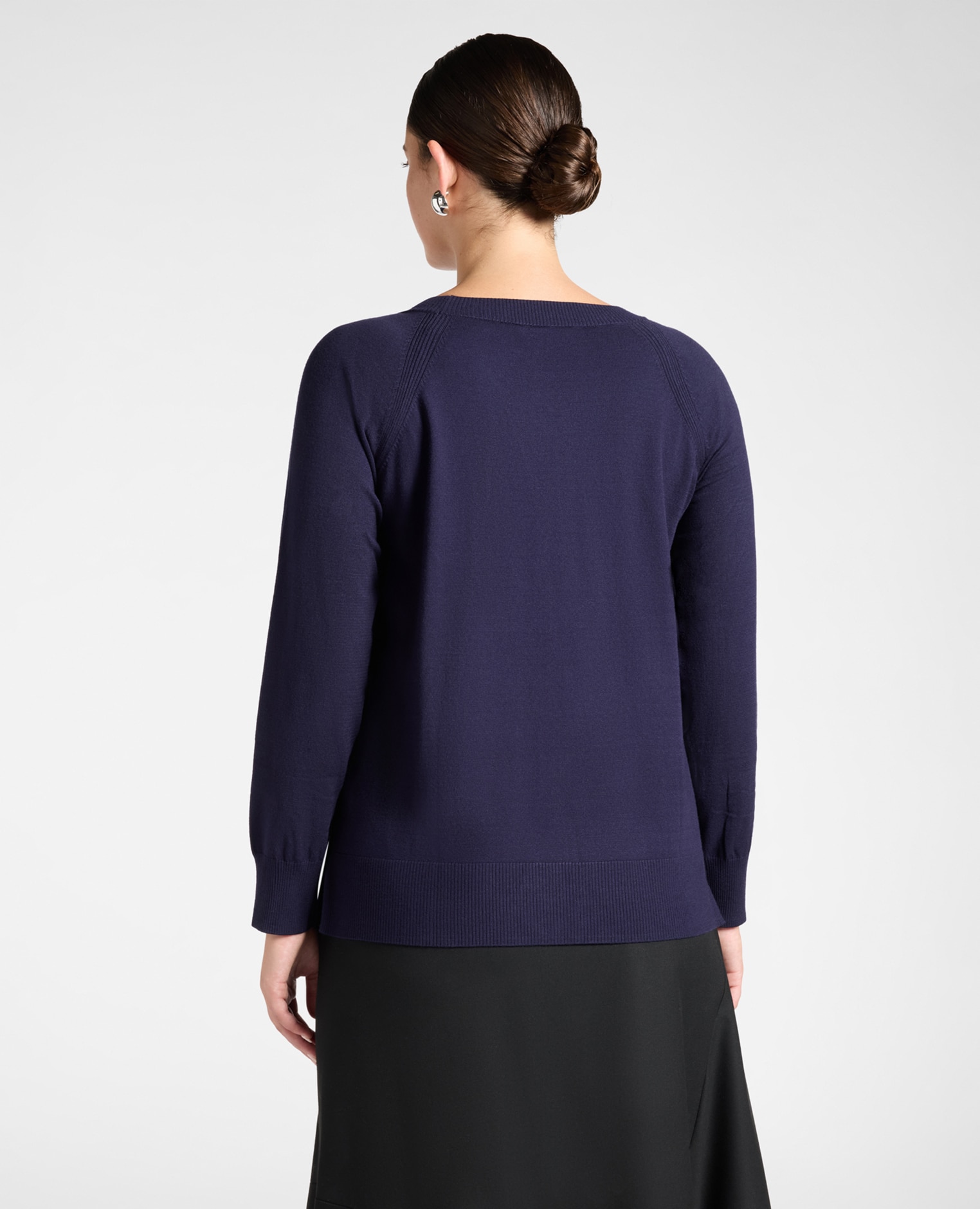 Jersey de mujer de cuello redondo en viscosa ajuste regular y longitud media - Elena Miró - Azul Azul-2
