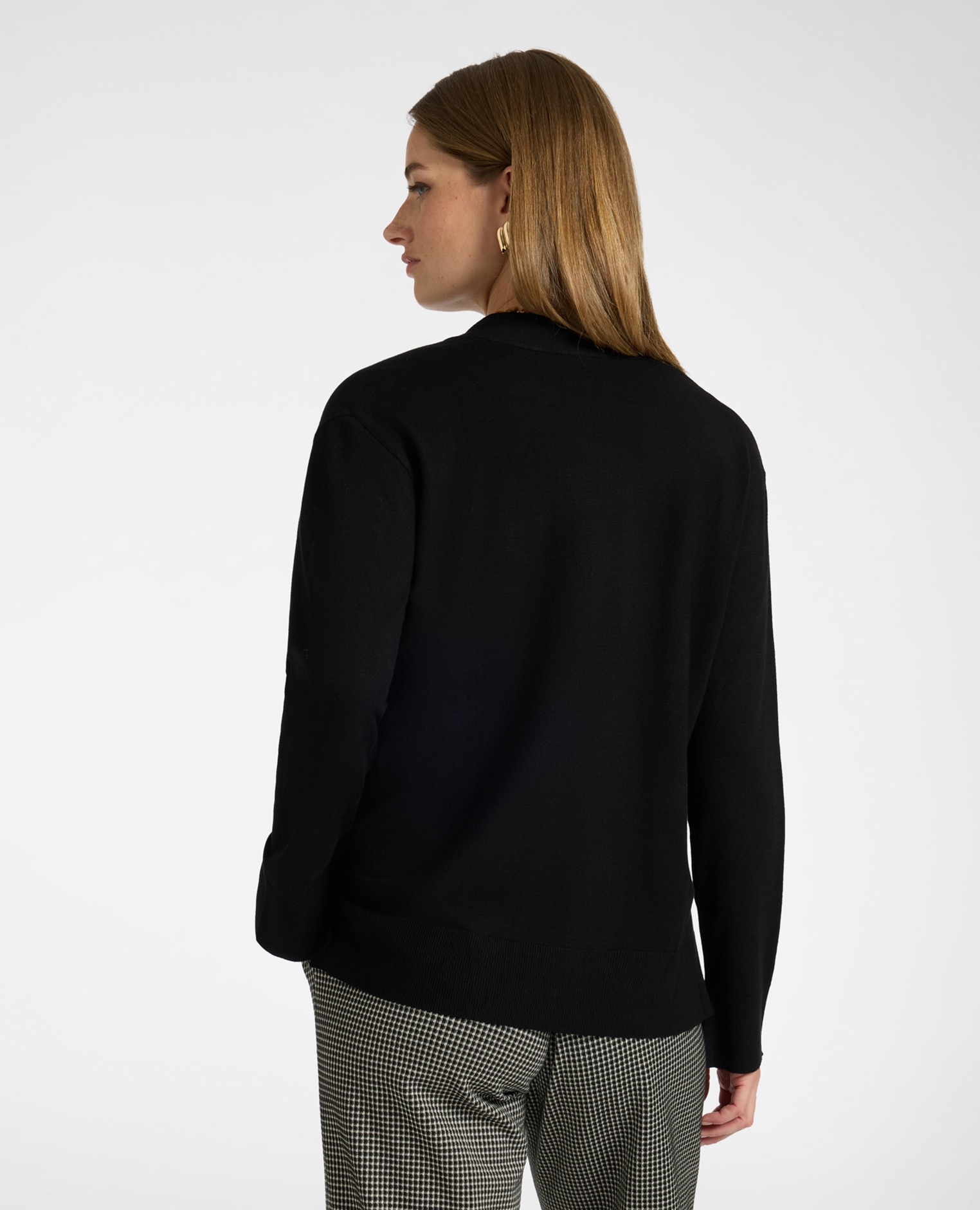 Jersey de mujer de viscosa con escote en v ajuste regular y longitud media - Elena Miró - Negro Negro-2