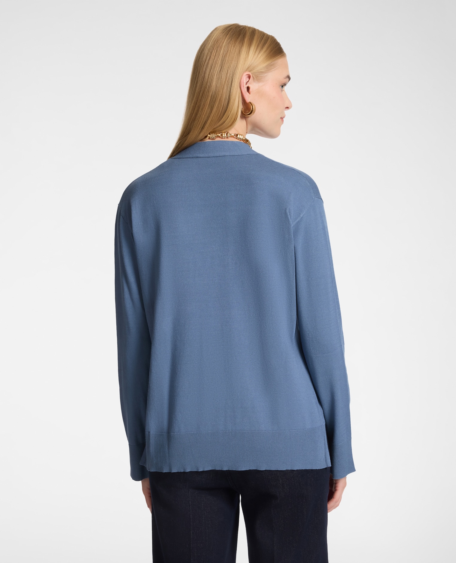 Jersey de mujer de viscosa con escote en v ajuste regular y longitud media - Elena Miró - Azul claro Azul claro-2
