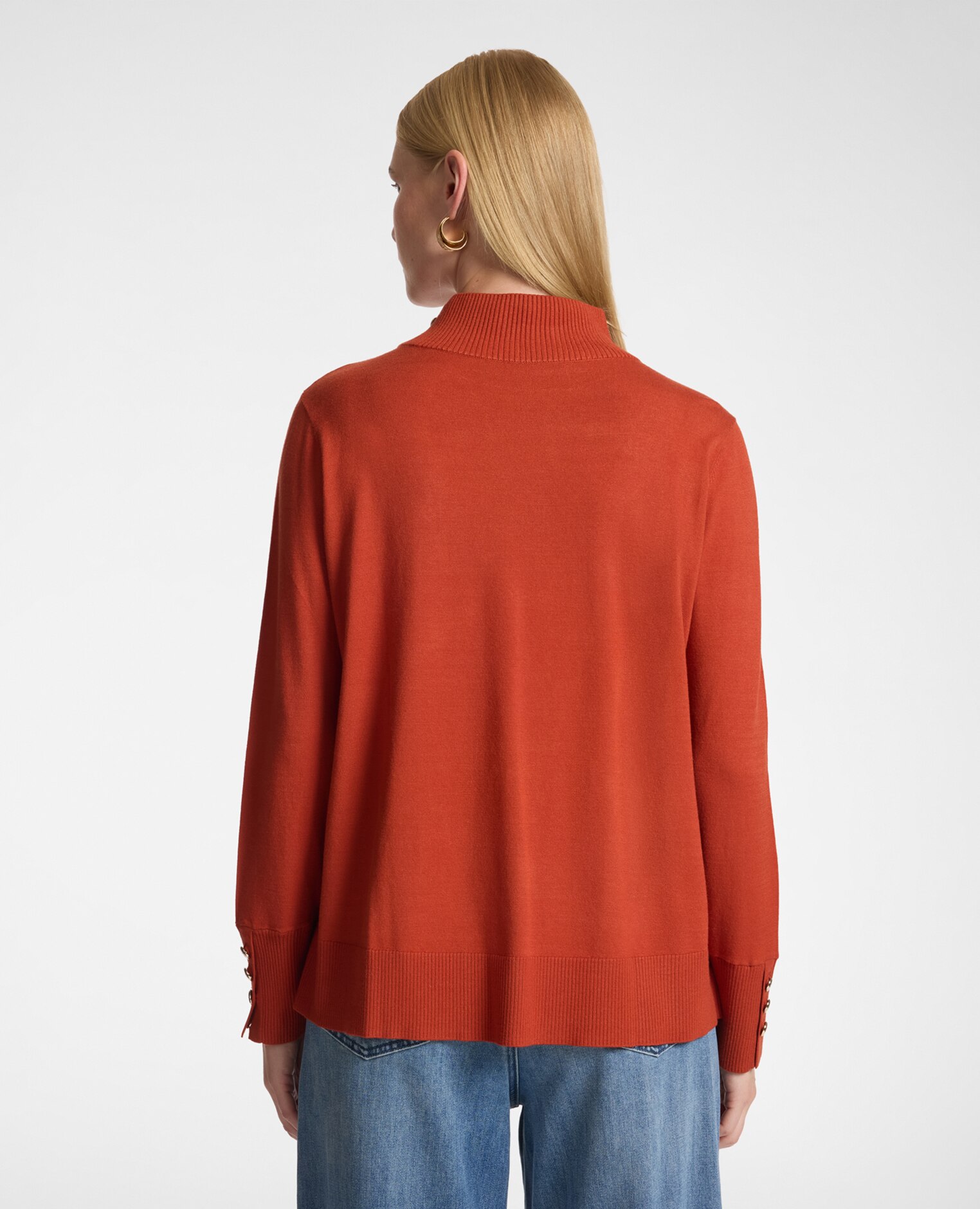 Jersey de mujer de viscosa con botones ajuste boxy con largo medio y cierre con botones - Elena Miró - Naranja Naranja-2