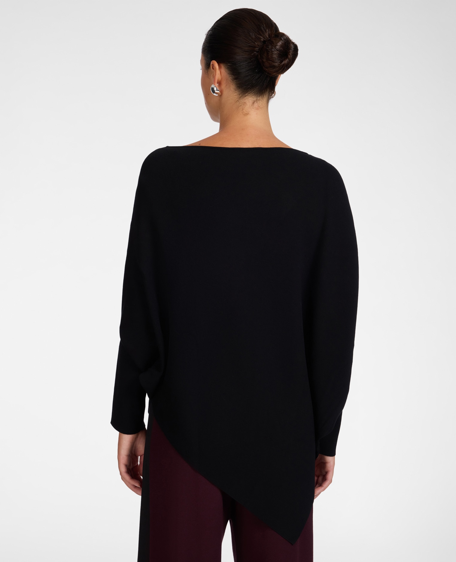 Jersey de mujer kimono con dobladillo asimétrico ajuste oversize largo medio - Elena Miró - Negro Negro-2
