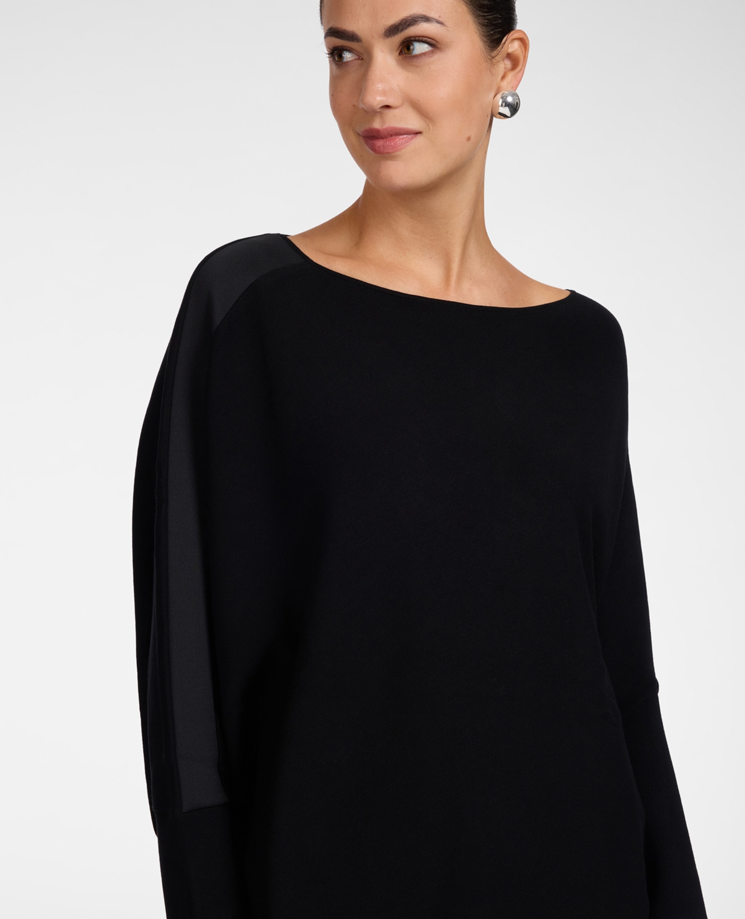 Jersey de mujer kimono con dobladillo asimétrico ajuste oversize largo medio - Elena Miró - Negro Negro-4