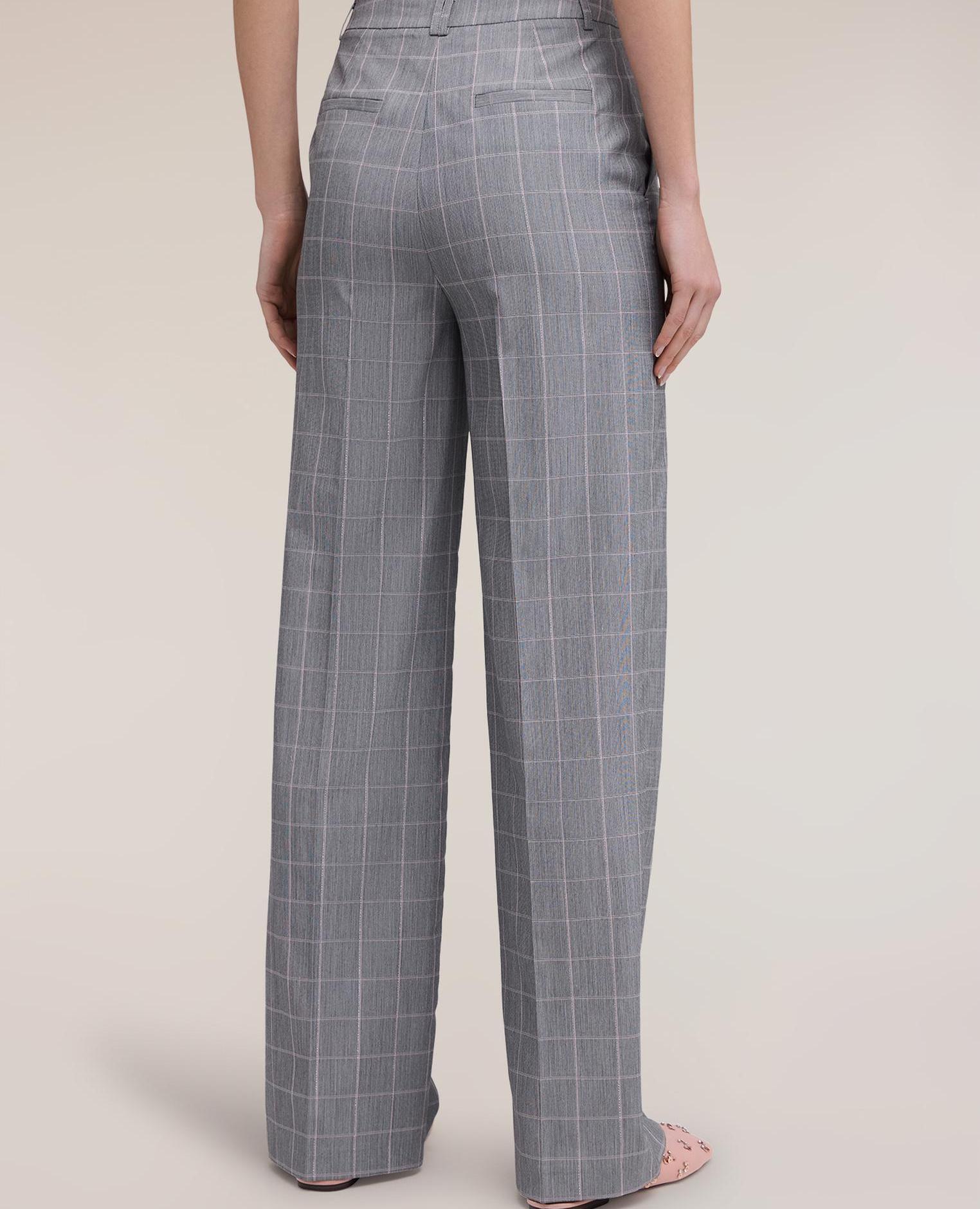 Pantalones de mujer palazzo estampado príncipe de gales cierre frontal sastre - Motivi - Gris Gris-2
