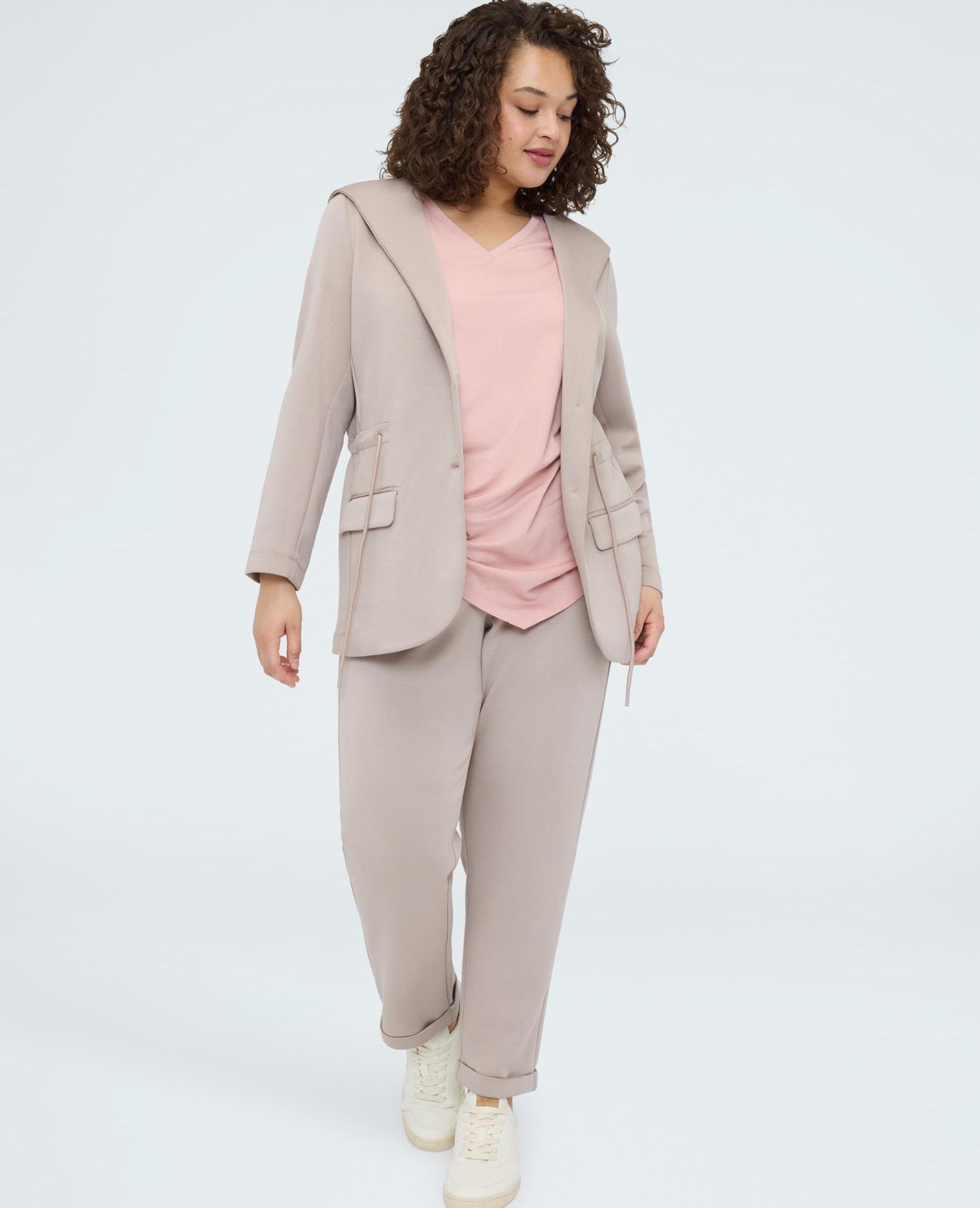 Pantalones de mujer carrot fit en tejido stretch - Fiorella Rubino - Gris Gris-3