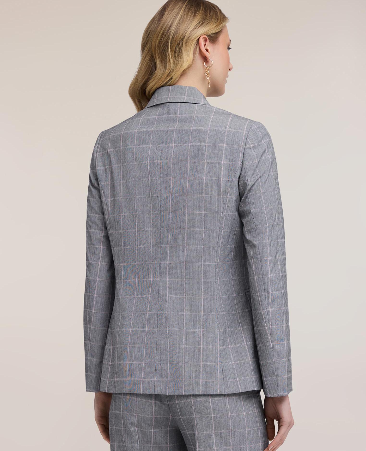 Chaqueta de mujer blazer estampado príncipe de gales modelo cruzado con cierre de botones - Motivi - Gris Gris-2