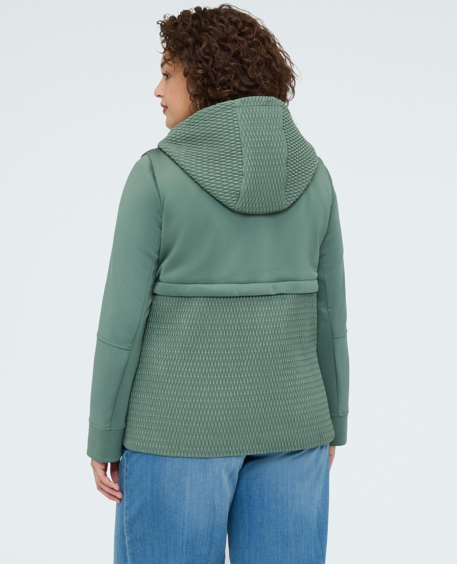 Chaqueta de mujer con detalles matelassé cierre frontal con botones y cremallera - Fiorella Rubino - Verde claro Verde claro-2