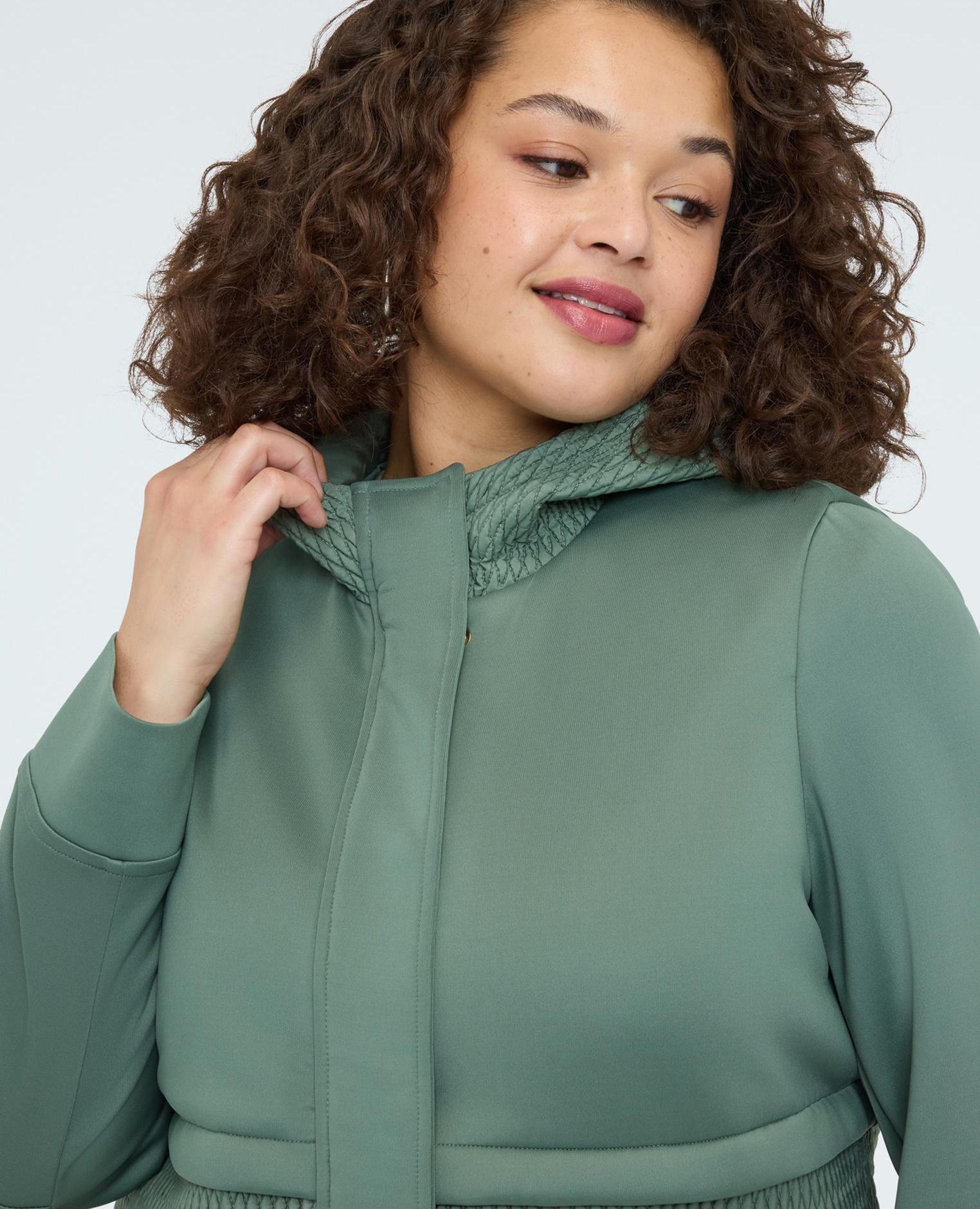 Chaqueta de mujer con detalles matelassé cierre frontal con botones y cremallera - Fiorella Rubino - Verde claro Verde claro-4