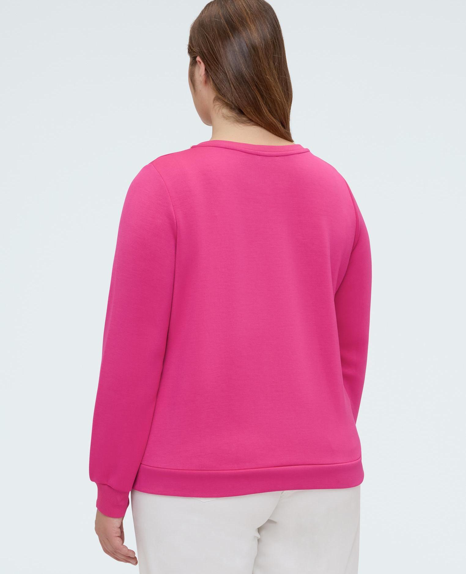 Sudadera de mujer con detalle de nudo y lettering dream cuello redondo con aplicación de letras - Fiorella Rubino - Fucsia Fucsia-2