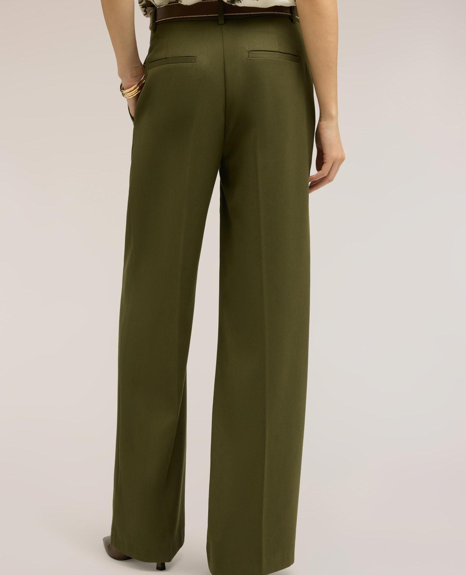 Pantalones de mujer palazzo de poliviscosa talle alto - Motivi - Kaki Kaki-2