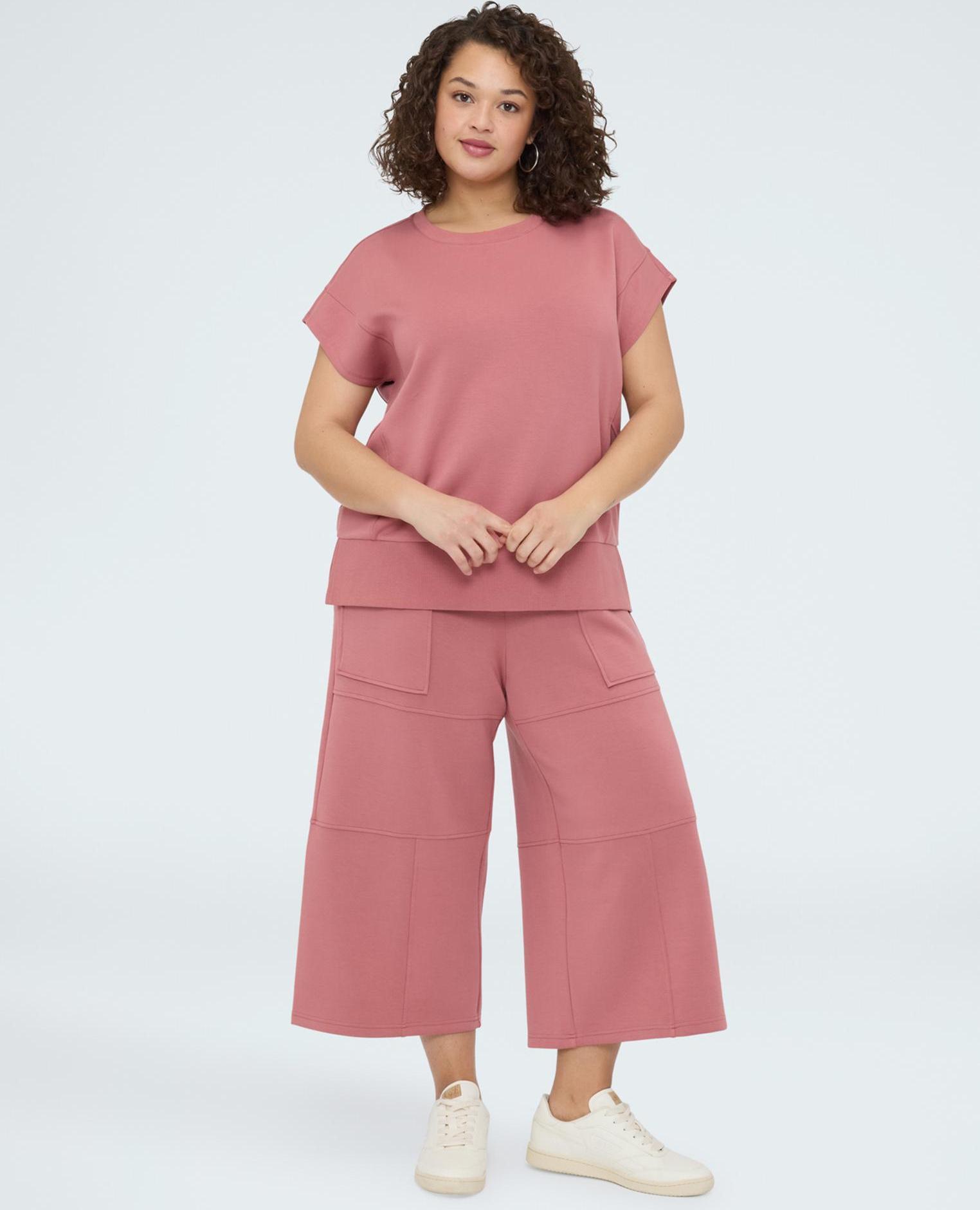 Pantalones de mujer cropped cintura elástica - Fiorella Rubino - Rosa Rosa-2