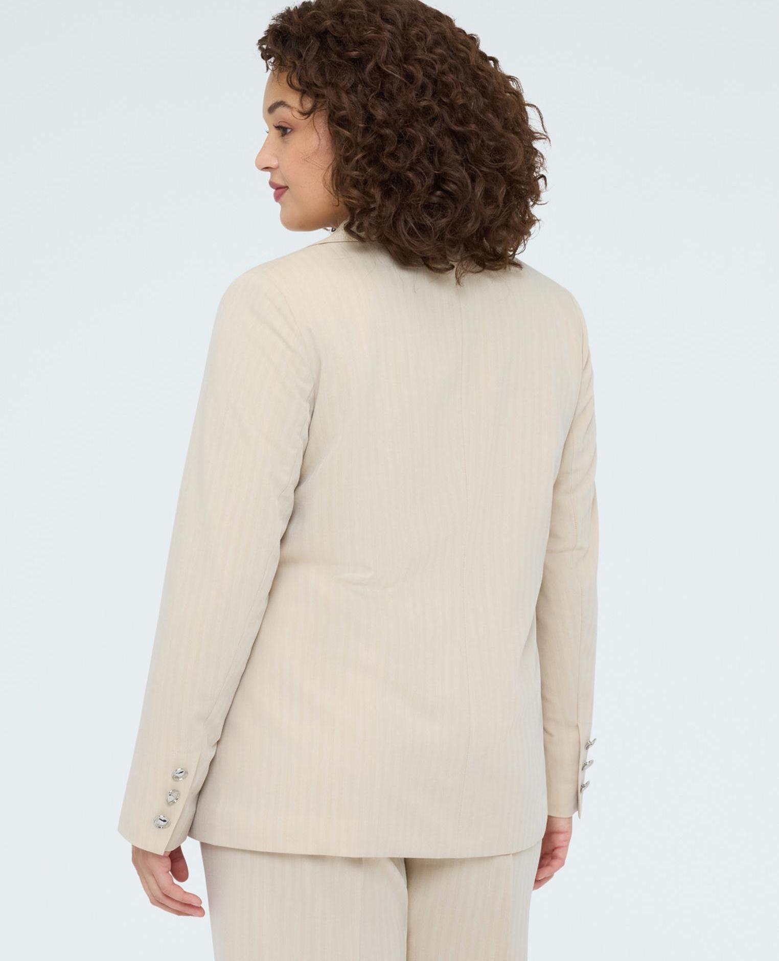 Blazer de mujer efecto raya diplomática con cuello solapa - Fiorella Rubino - Beige Beige-2