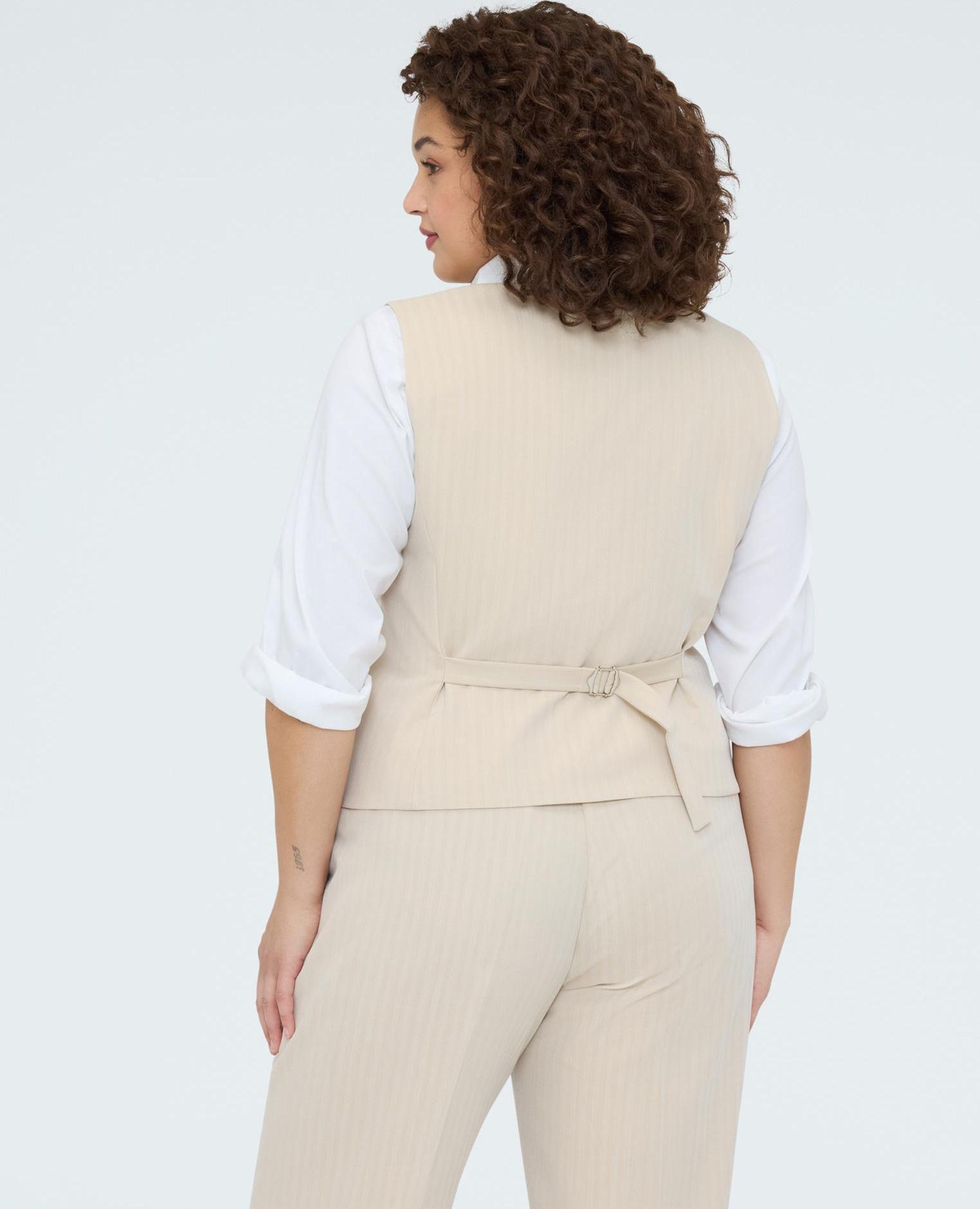 Chaleco de mujer con botones joya correa clásica - Fiorella Rubino - Beige Beige-2