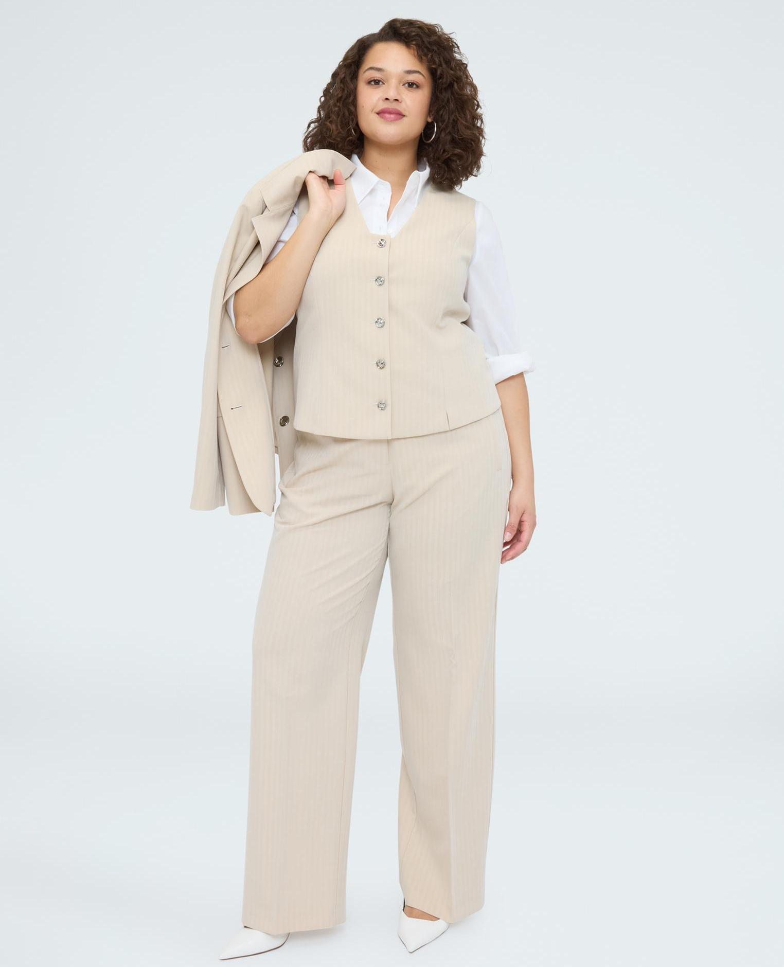 Chaleco de mujer con botones joya correa clásica - Fiorella Rubino - Beige Beige-3