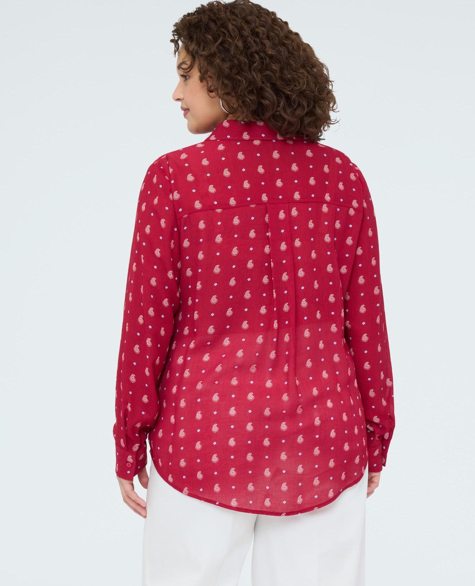 Camisa de mujer estampado micro paisley para una sensación agradable en la piel - Fiorella Rubino - Rojo Rojo-2