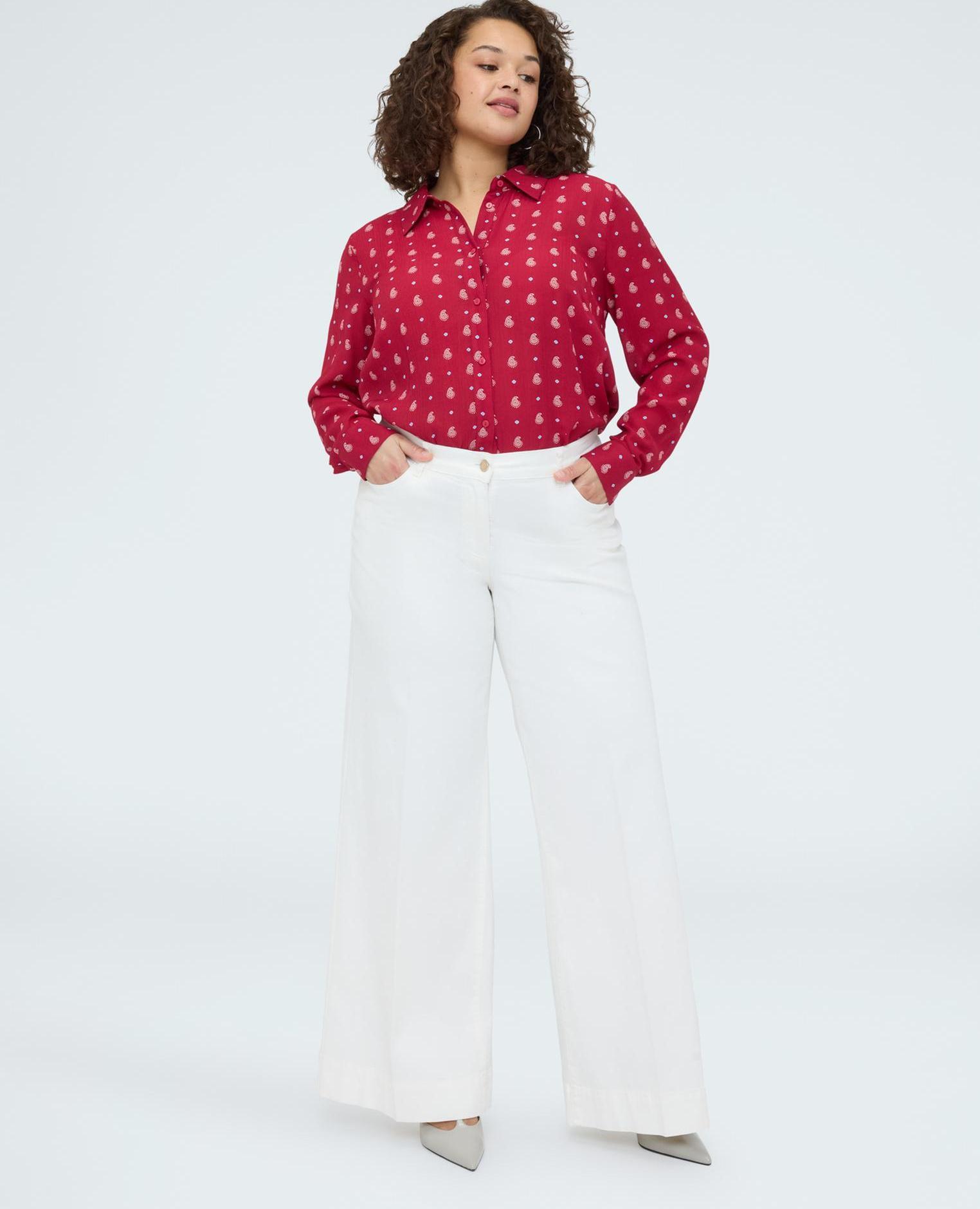 Camisa de mujer estampado micro paisley para una sensación agradable en la piel - Fiorella Rubino - Rojo Rojo-3