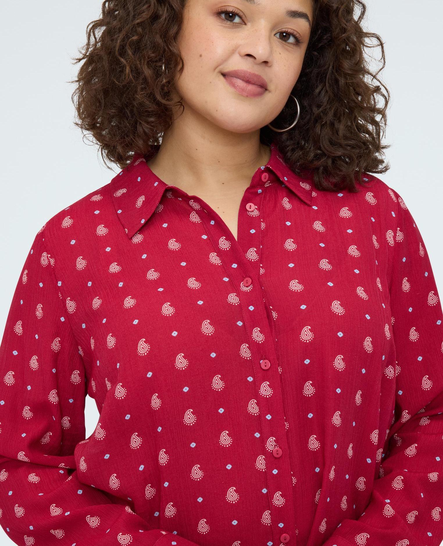 Camisa de mujer estampado micro paisley para una sensación agradable en la piel - Fiorella Rubino - Rojo Rojo-4