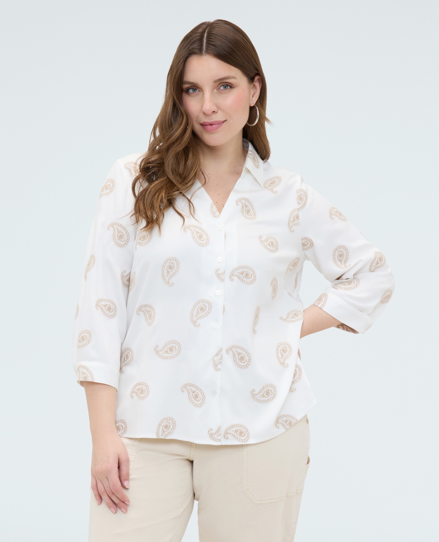 Fiorella Rubino - Camisa de mujer de viscosa con bordado paisley bordados paisley all over.