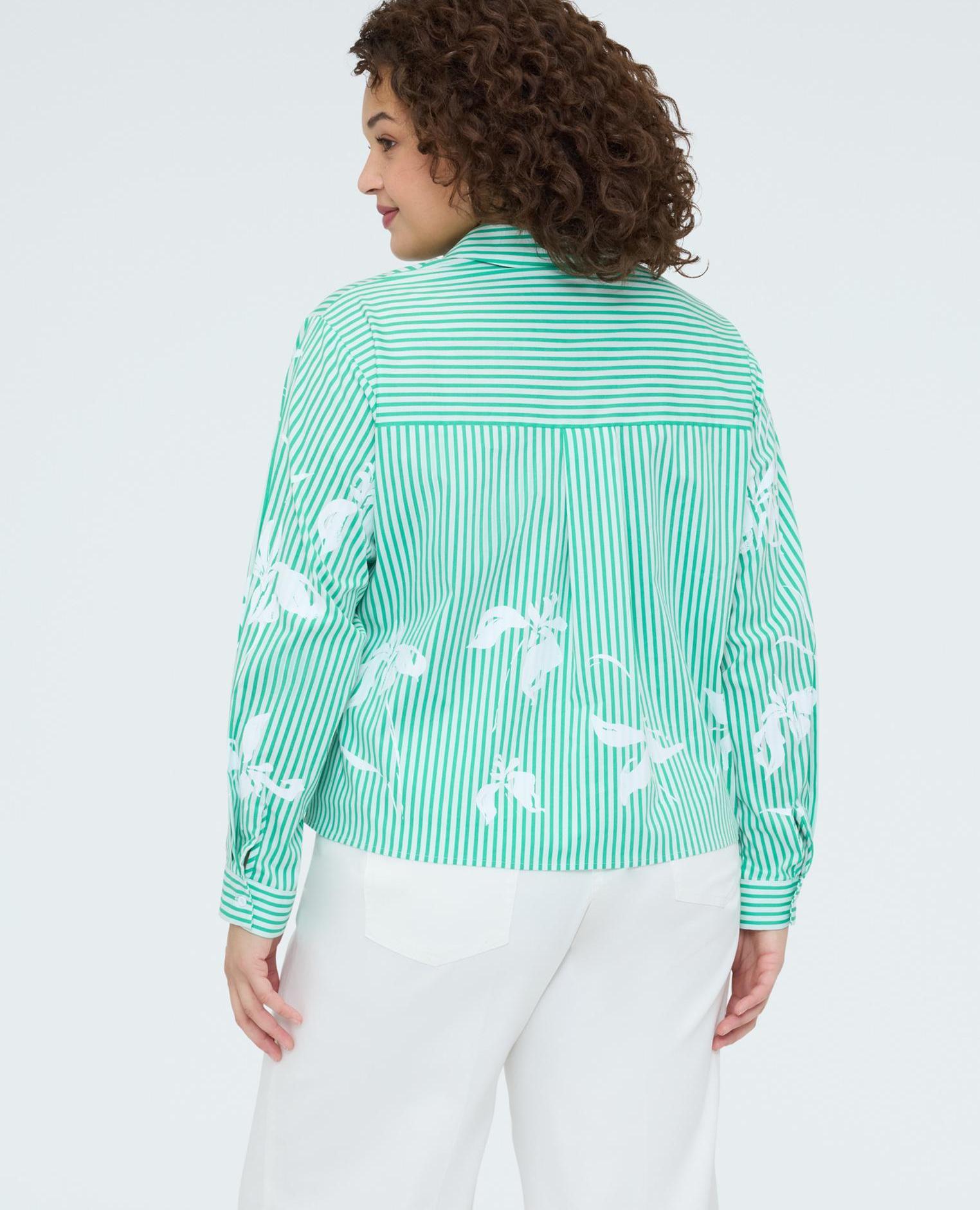 Camisa de mujer de rayas con estampado floral - Fiorella Rubino - Verde Verde-2