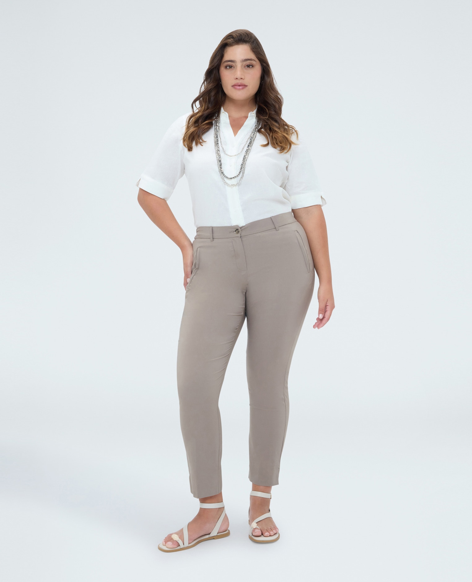 Pantalones de mujer new york versátiles y fáciles de combinar - Fiorella Rubino - Beige Beige-1
