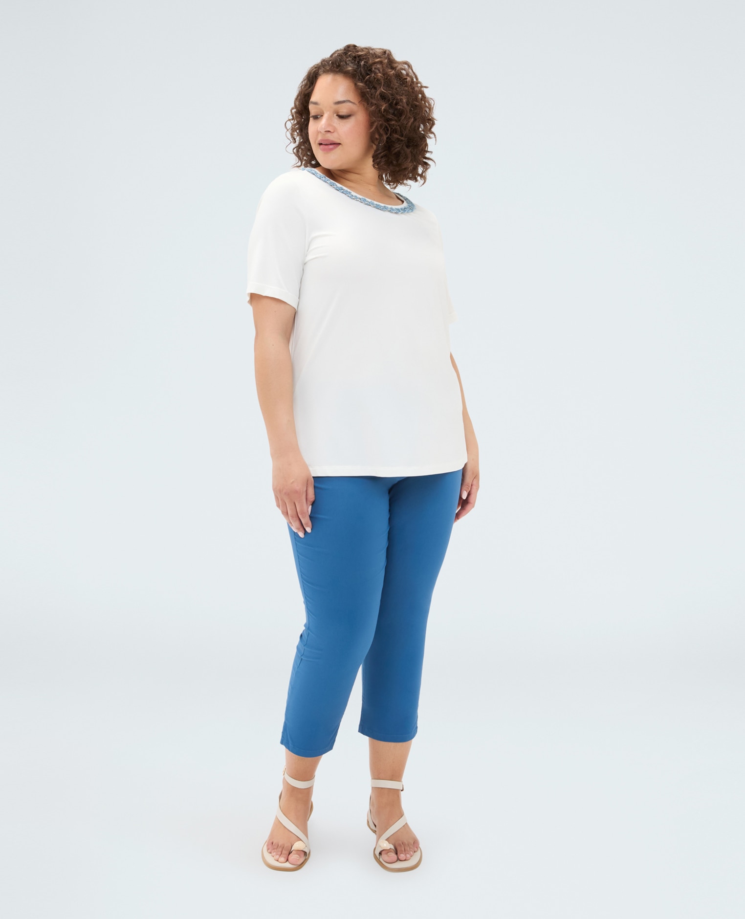 Fiorella Rubino - Pantalones de mujer capri con aberturas modelo capri de largo cropped.