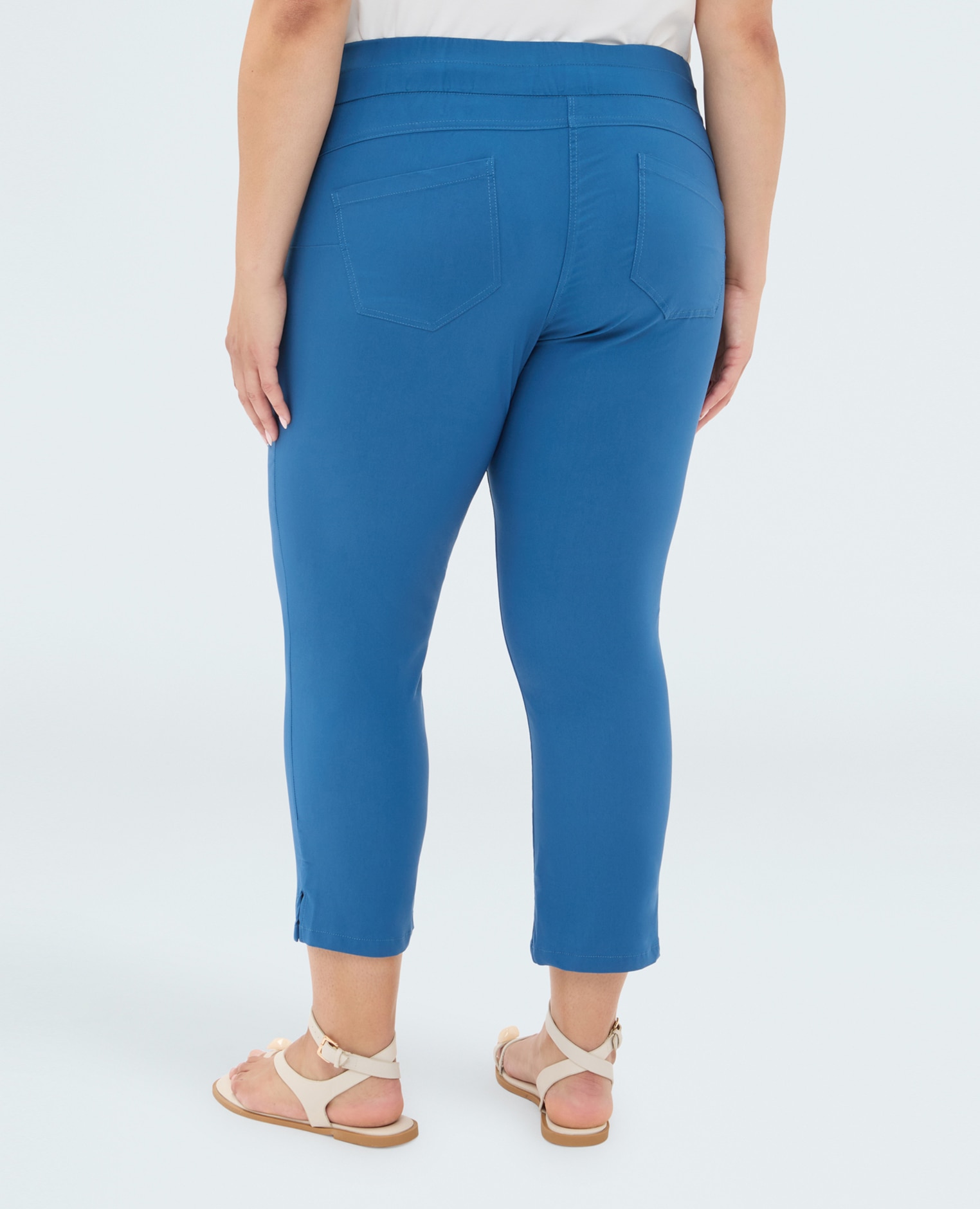 Pantalones de mujer capri con aberturas modelo capri de largo cropped - Fiorella Rubino - Turquesa Turquesa-2