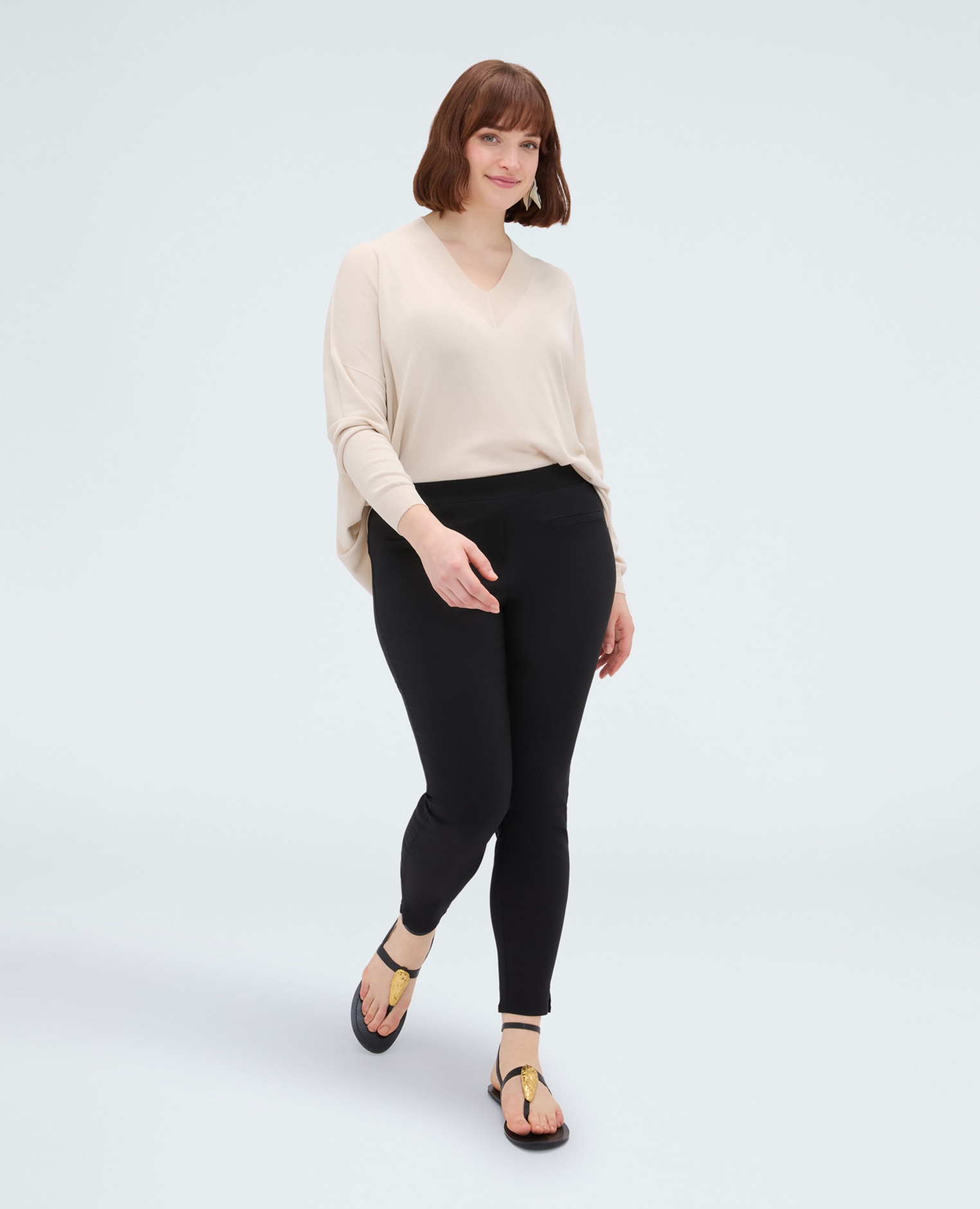 Pantalones de mujer jeggings con cintura elástica ajuste y diseño para el máximo confort - Fiorella Rubino - Negro Negro-3