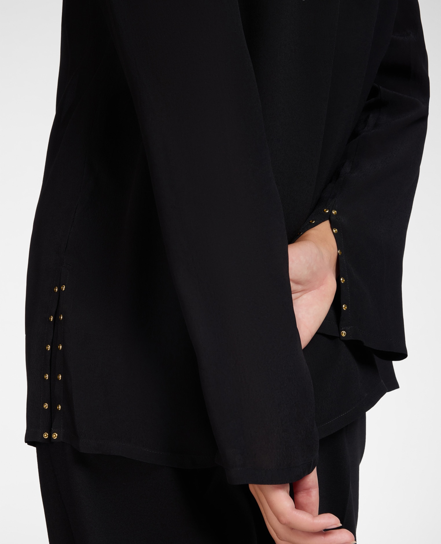 Blusa de mujer de viscosa con lazo ajuste regular - Elena Miró - Negro Negro-4